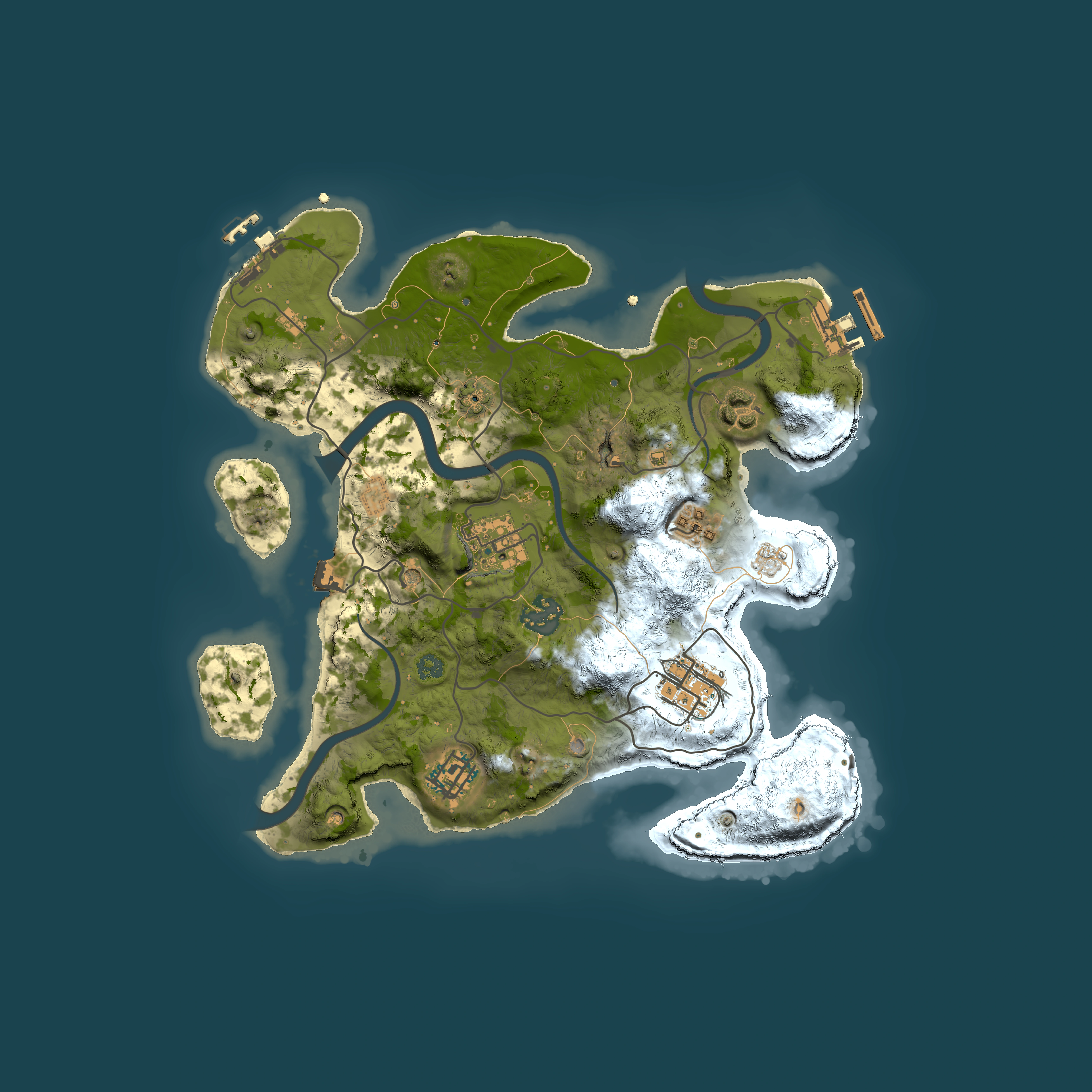 Full top-down render of Rust map seed 74628216, 3000x3000m