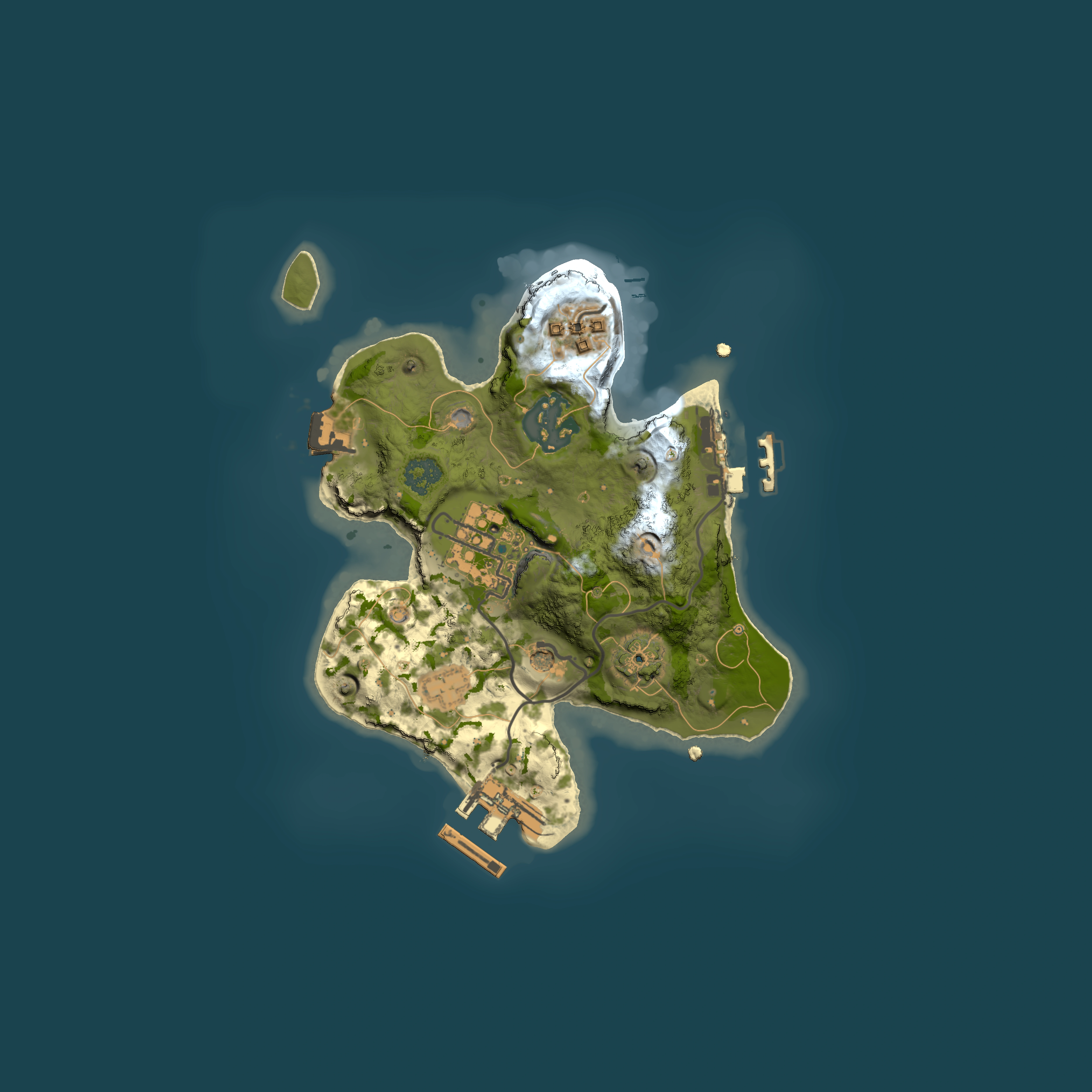Full top-down render of Rust map seed 999451210, 2000x2000m