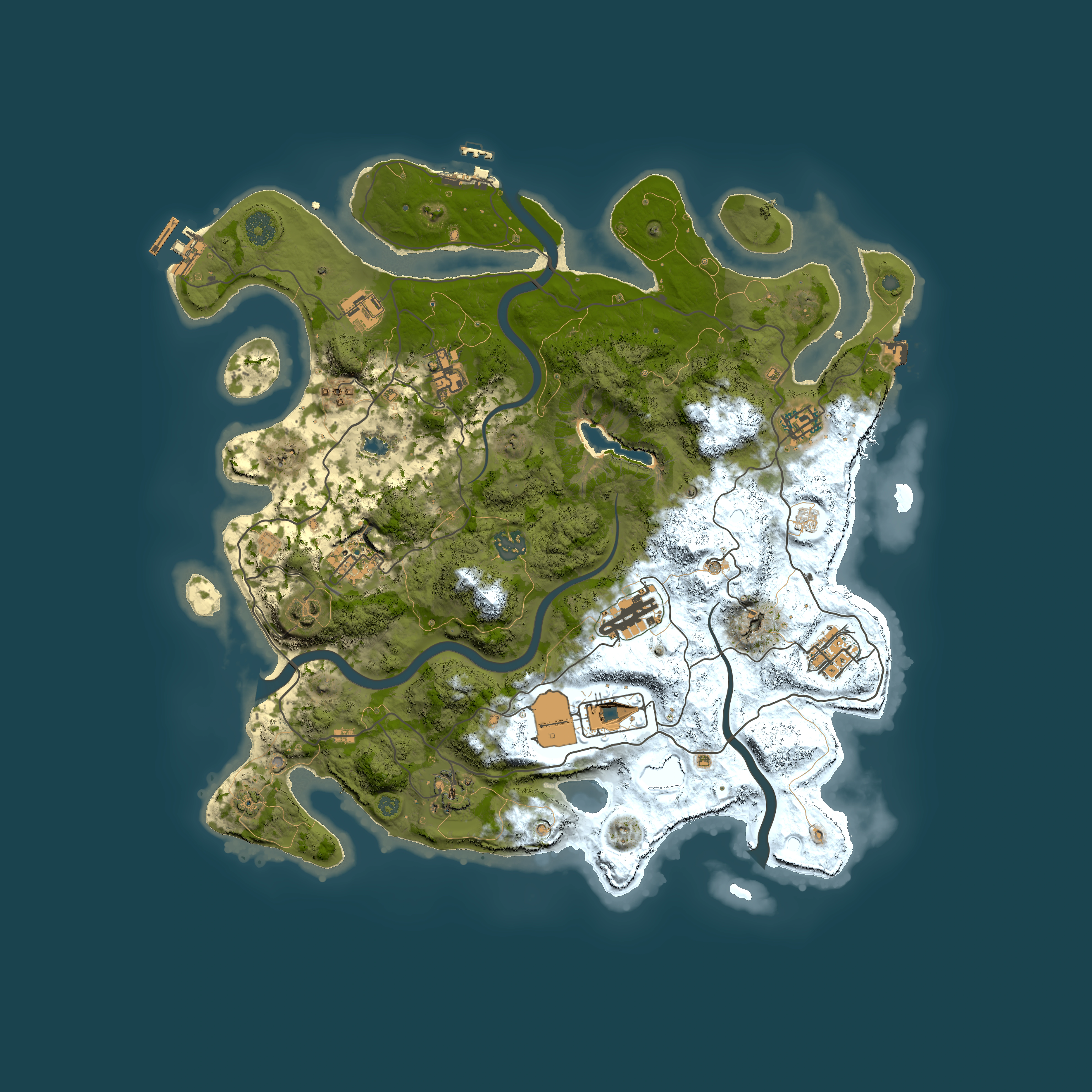 Full top-down render of Rust map seed 1019988434, 4000x4000m