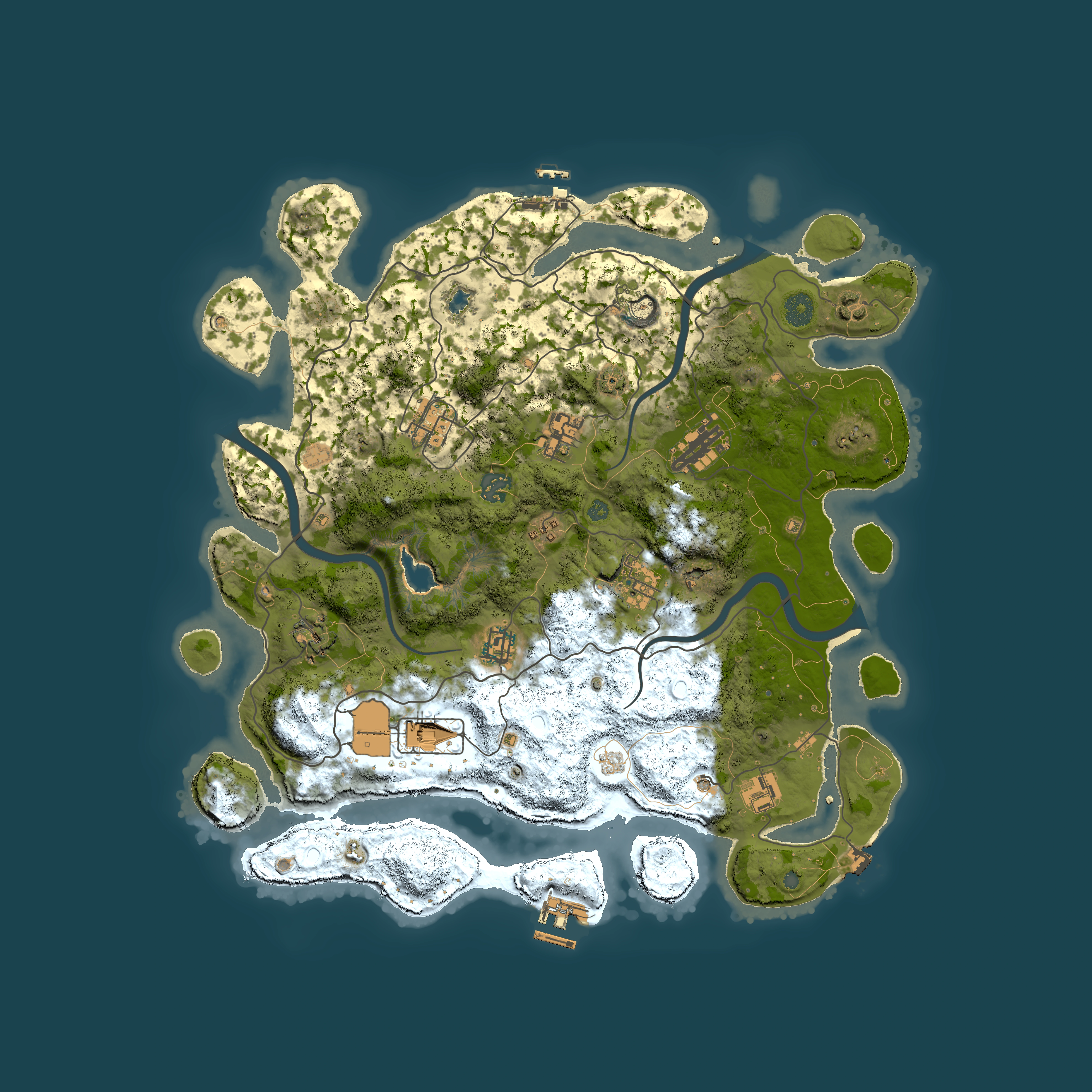Full top-down render of Rust map seed 1258740936, 4000x4000m