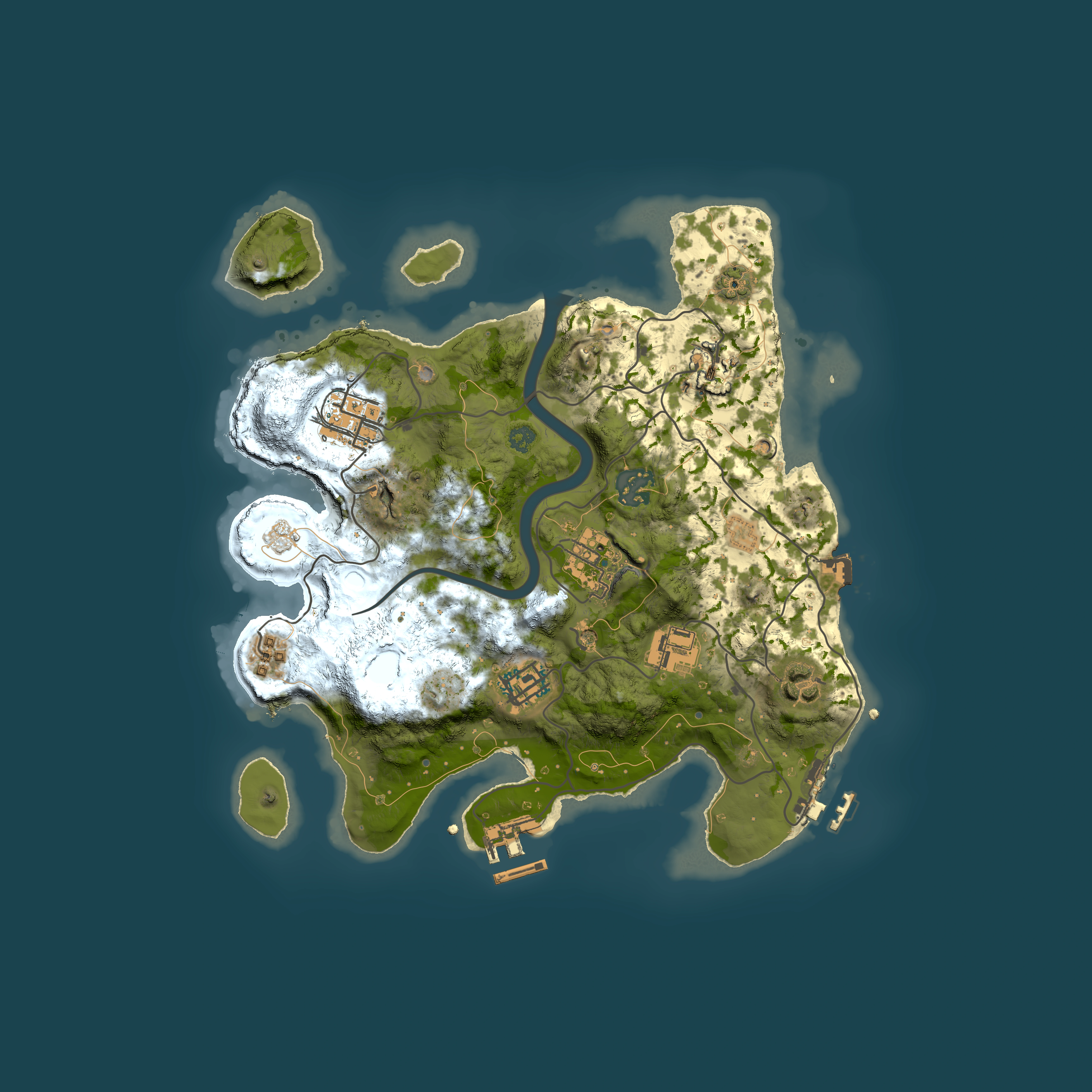 Full top-down render of Rust map seed 109017487, 3000x3000m