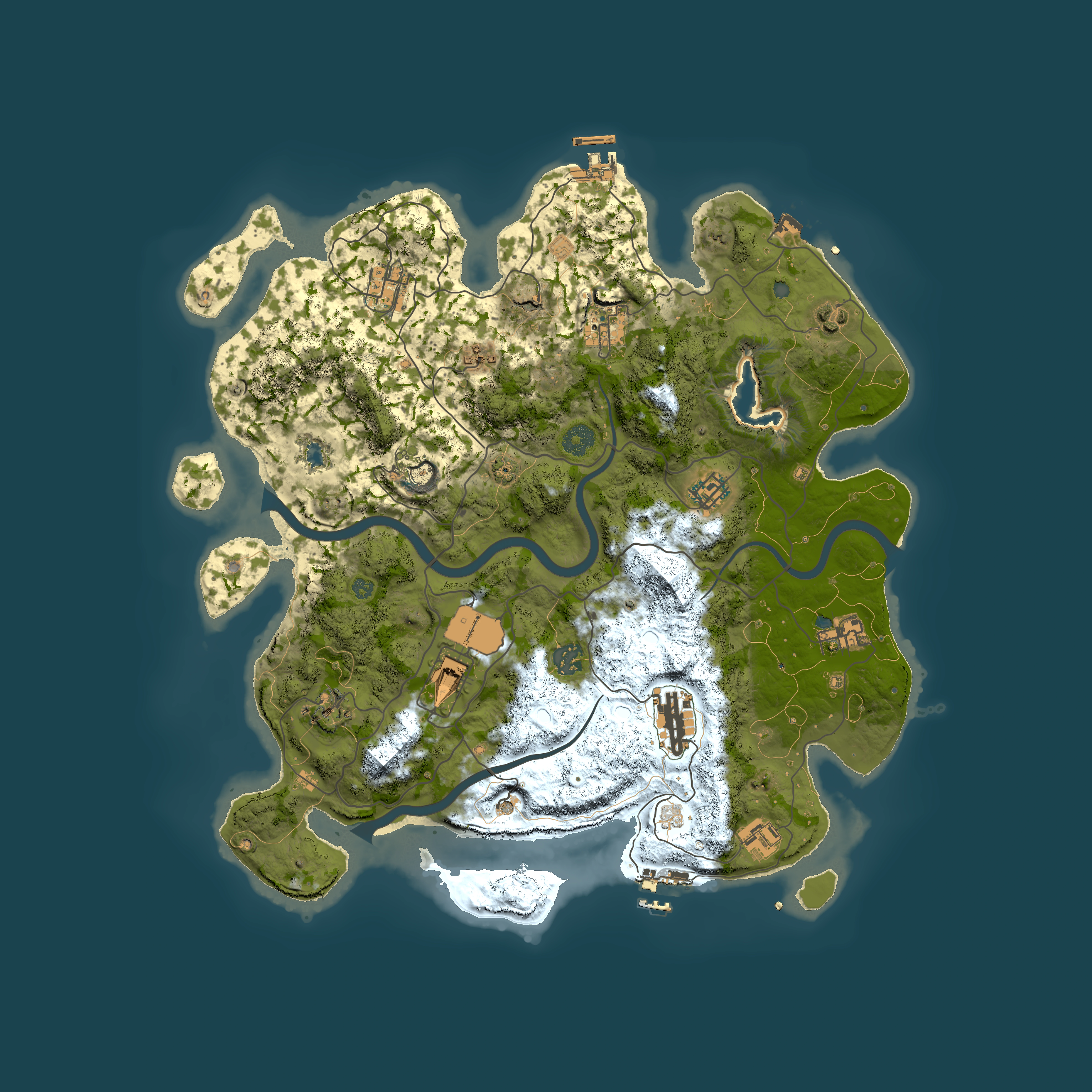 Full top-down render of Rust map seed 101319848, 4000x4000m