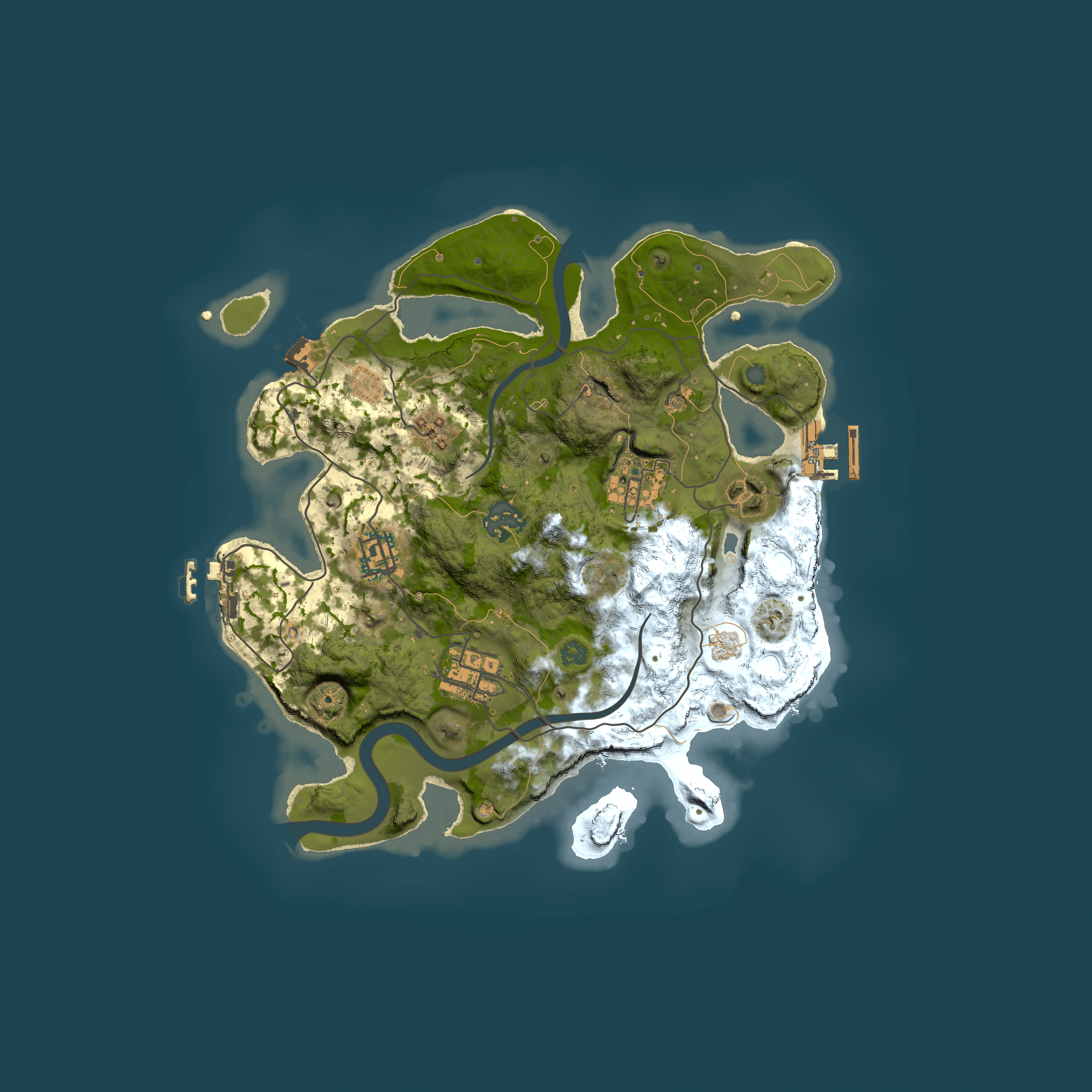 Full top-down render of Rust map seed 401748600, 3000x3000m