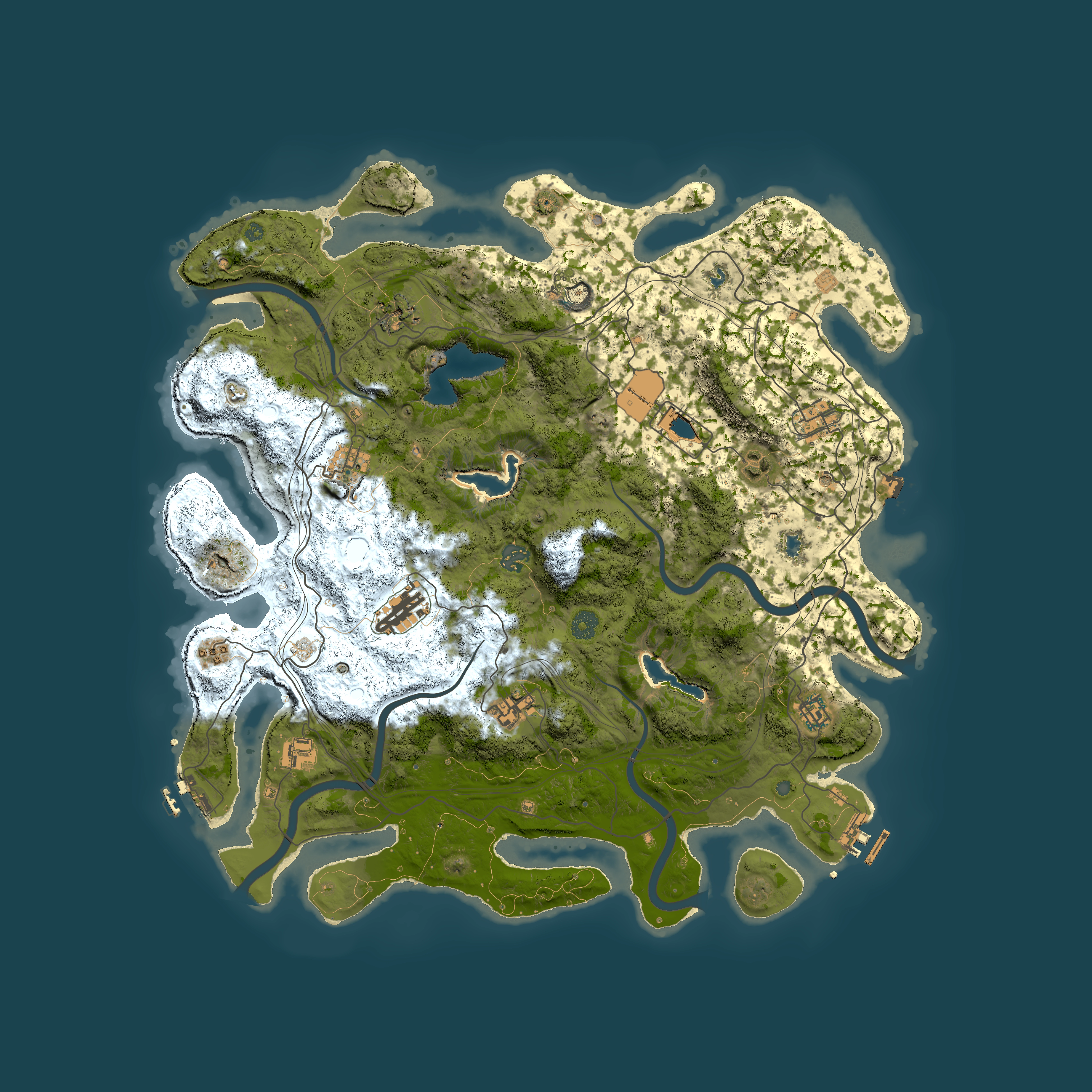 Full top-down render of Rust map seed 224317485, 4500x4500m