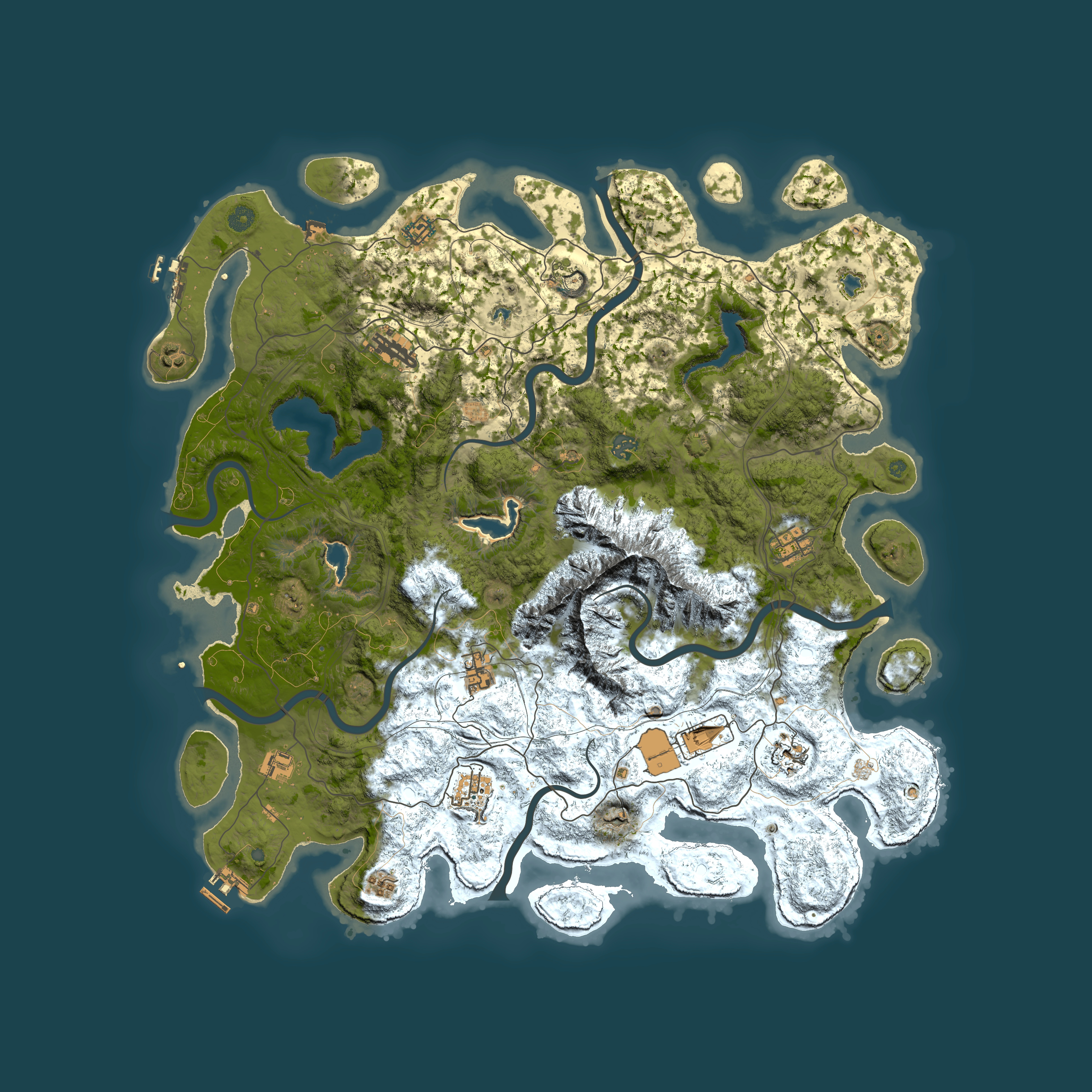 Full top-down render of Rust map seed 733354775, 5000x5000m