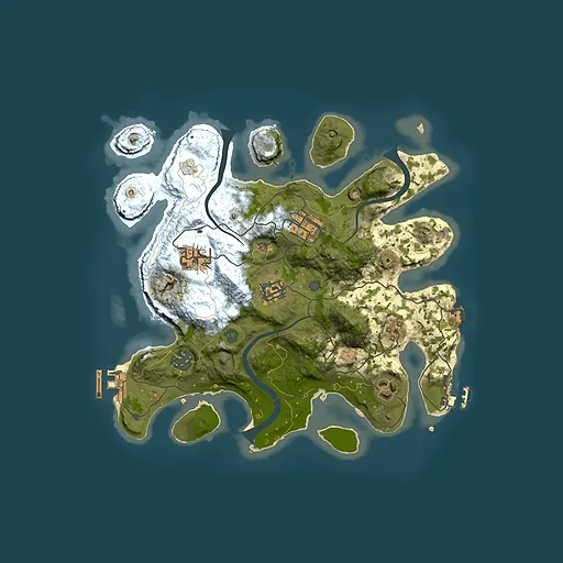 Rust map seed 909048553, 3000x3000m top-down preview