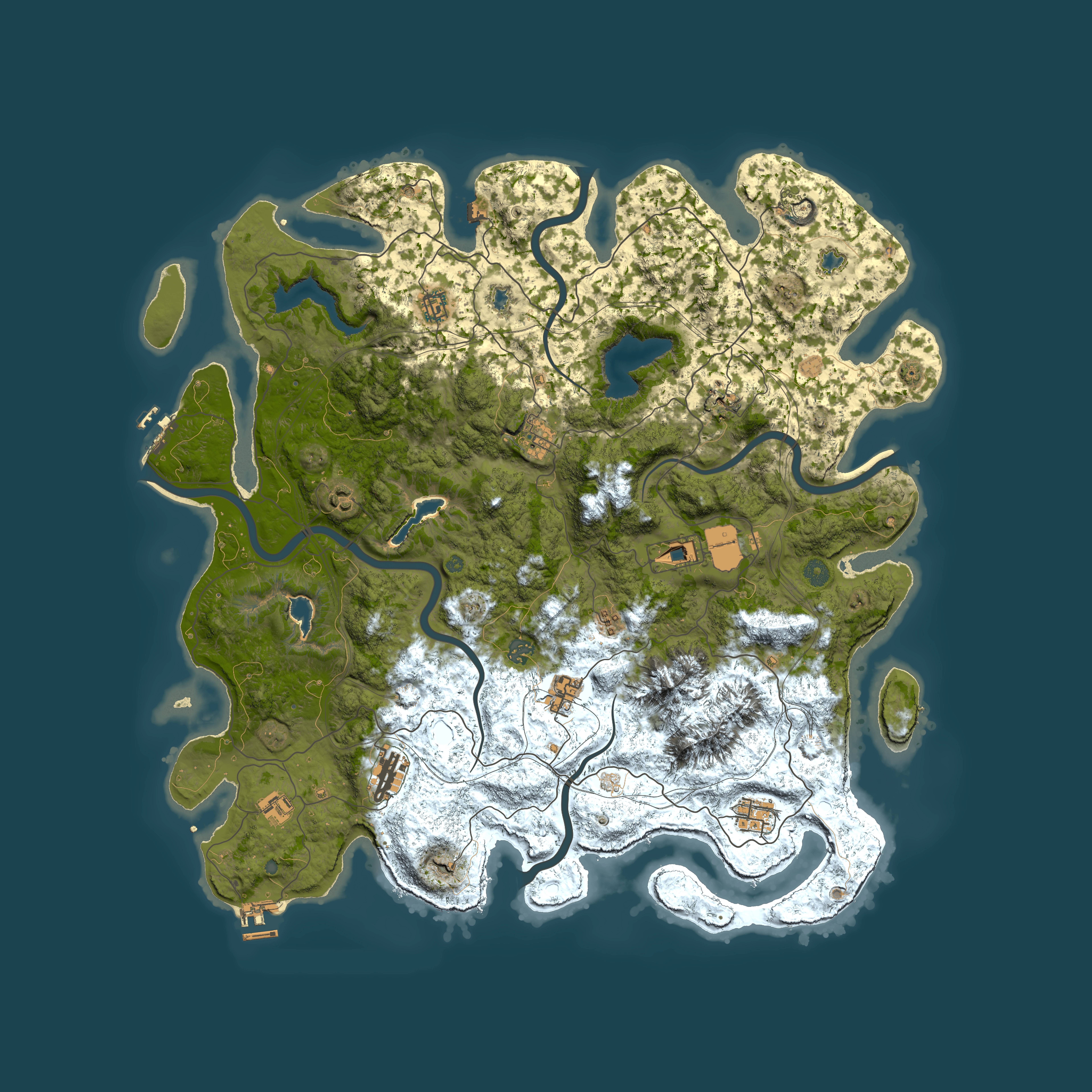 Full top-down render of Rust map seed 1574557901, 5000x5000m