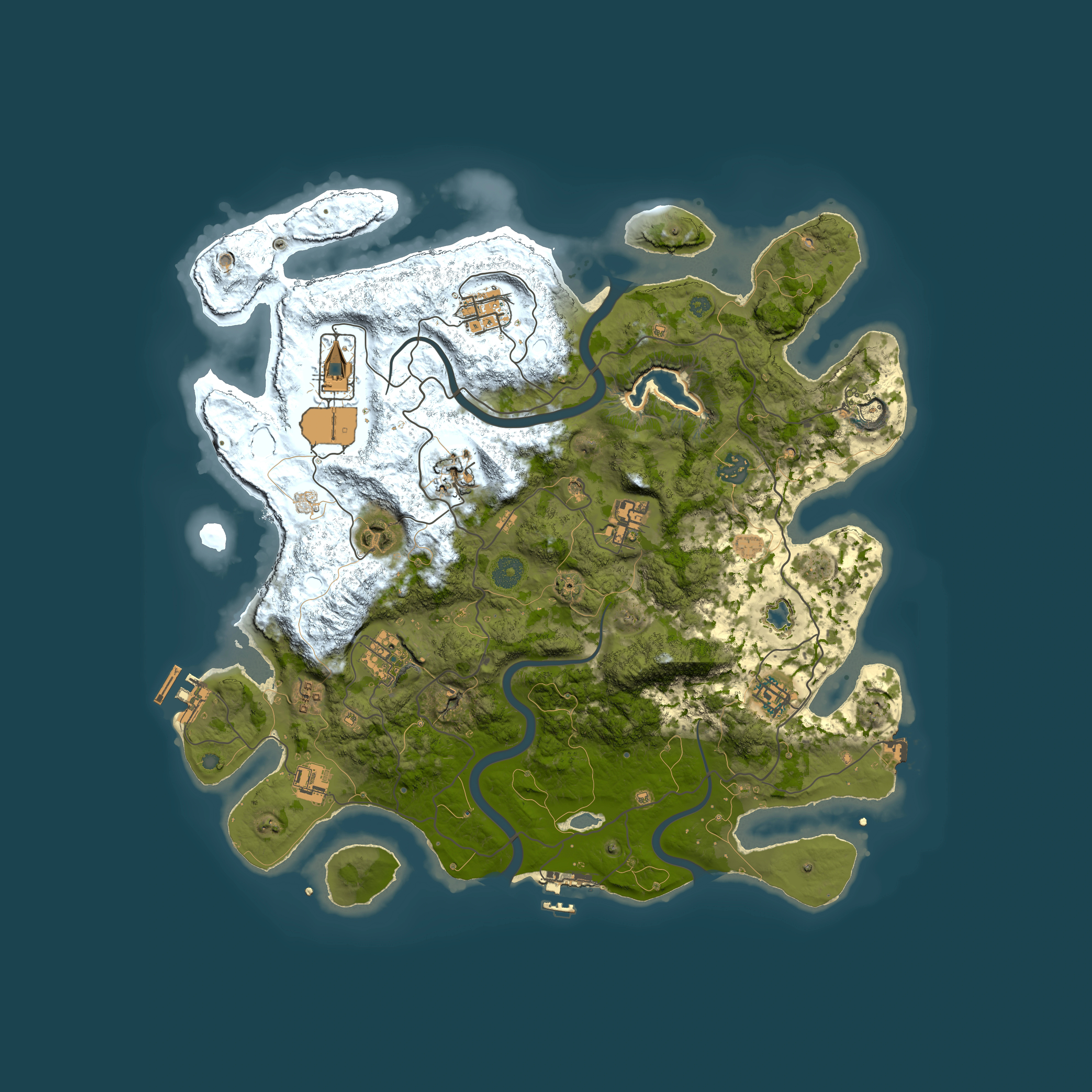 Full top-down render of Rust map seed 383252811, 4000x4000m