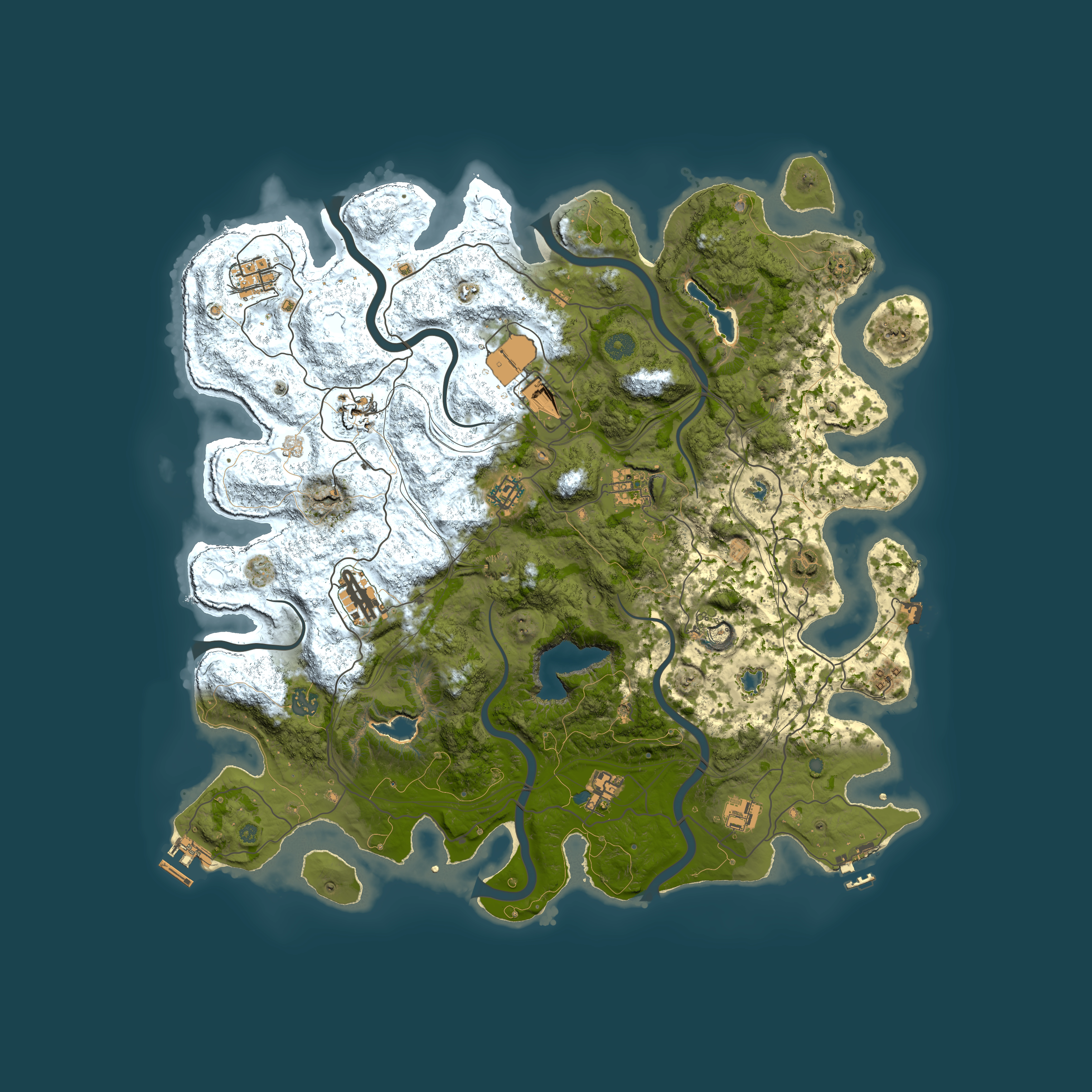 Full top-down render of Rust map seed 419993267, 4500x4500m