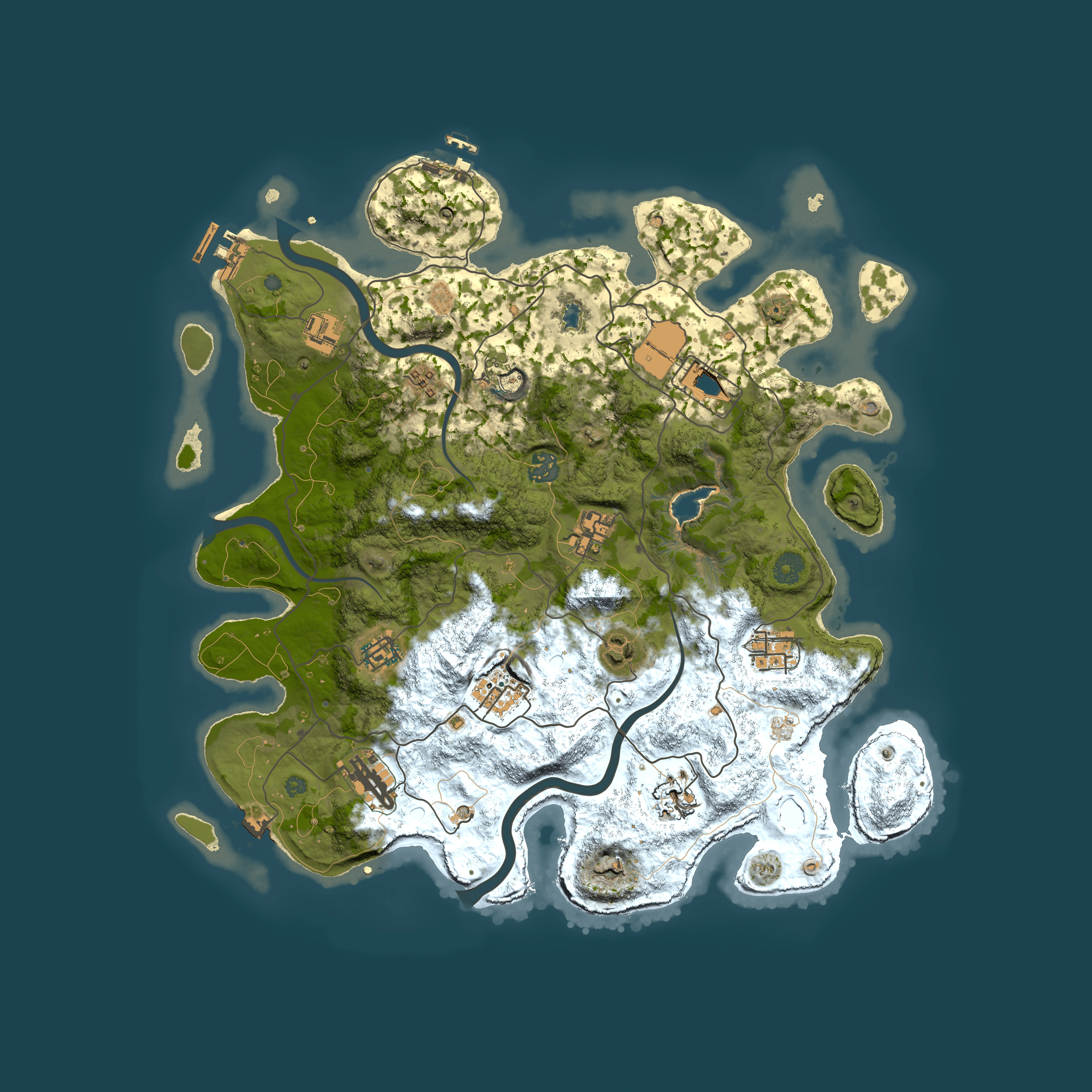 Full top-down render of Rust map seed 1318968670, 4000x4000m