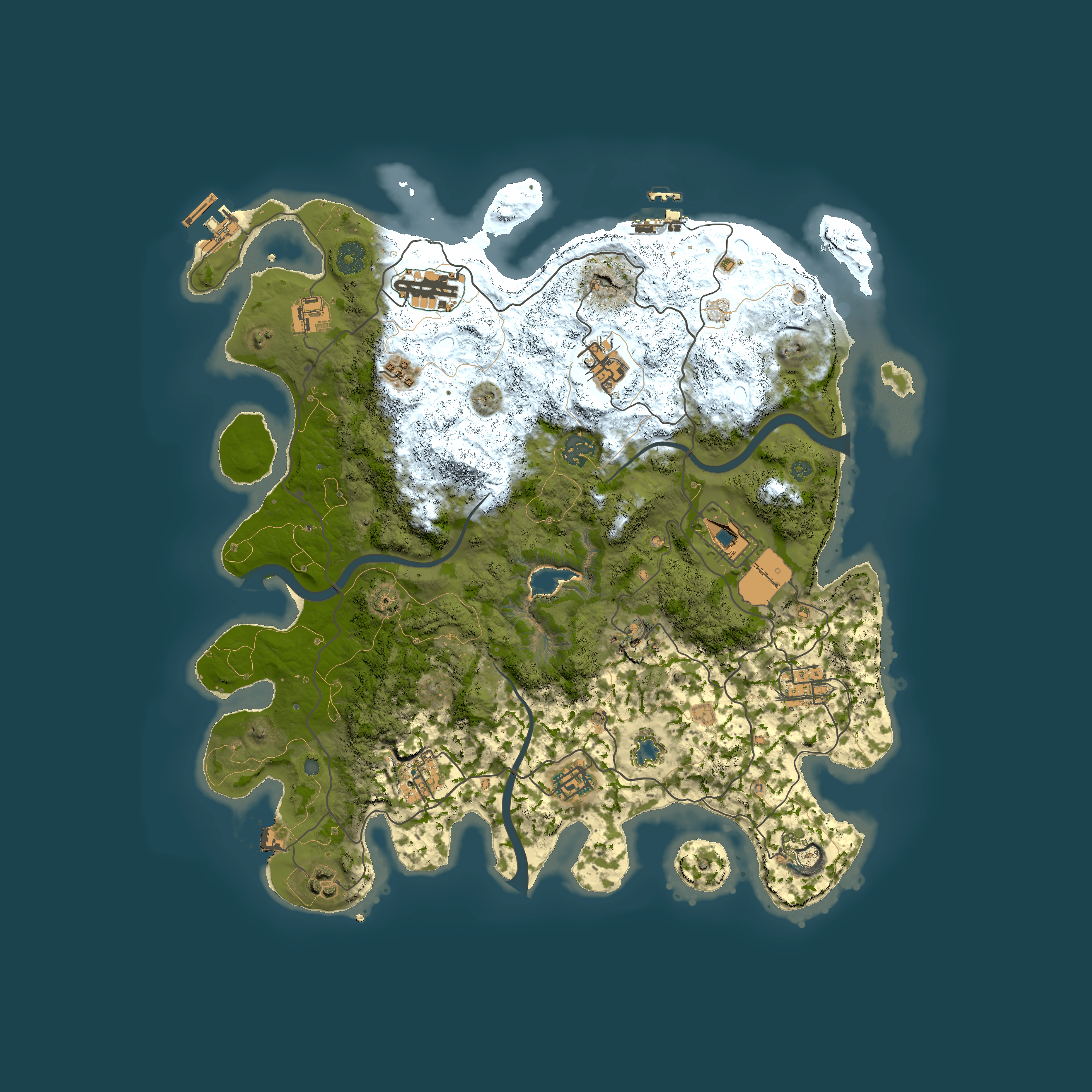 Full top-down render of Rust map seed 2011461982, 4000x4000m