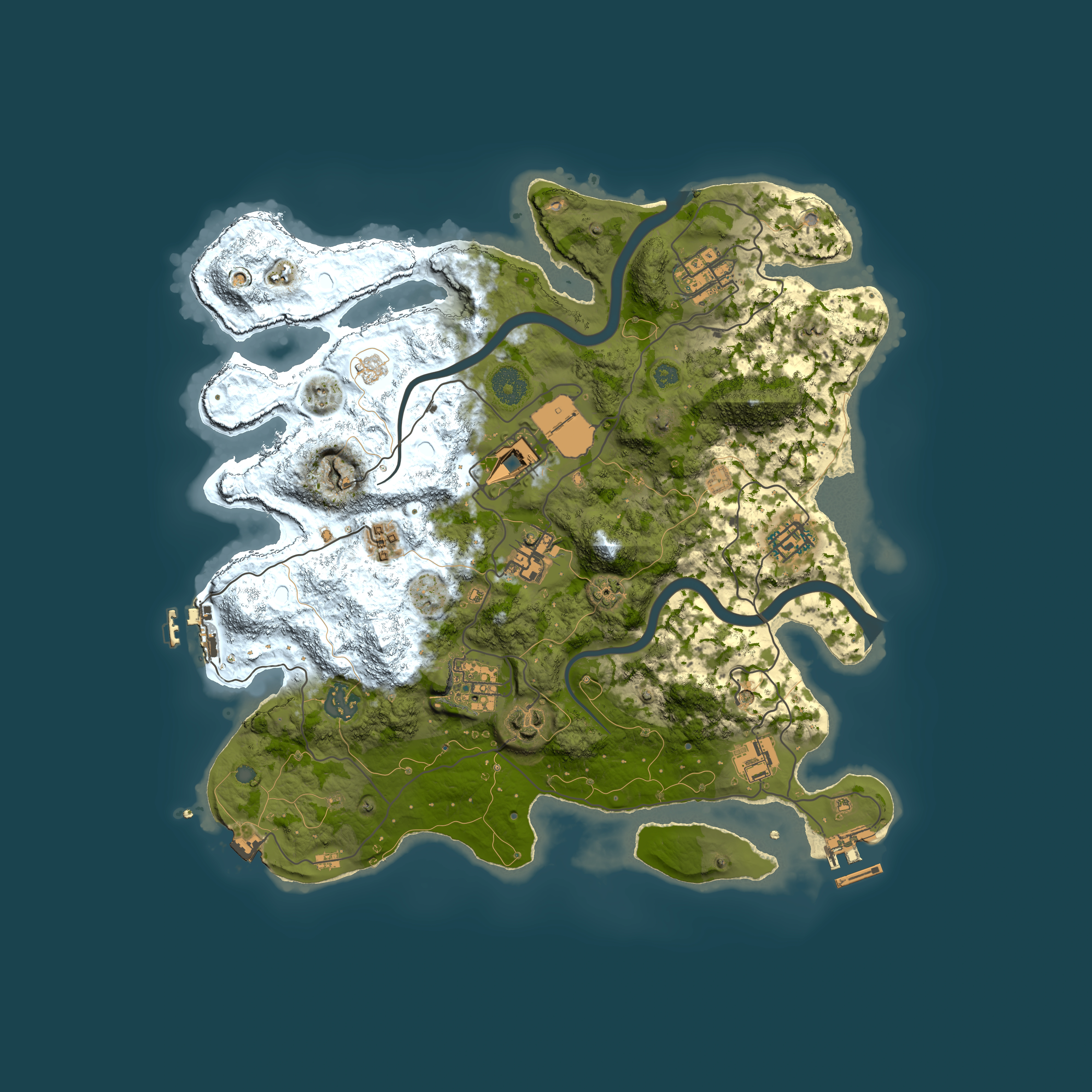 Full top-down render of Rust map seed 884609643, 3500x3500m