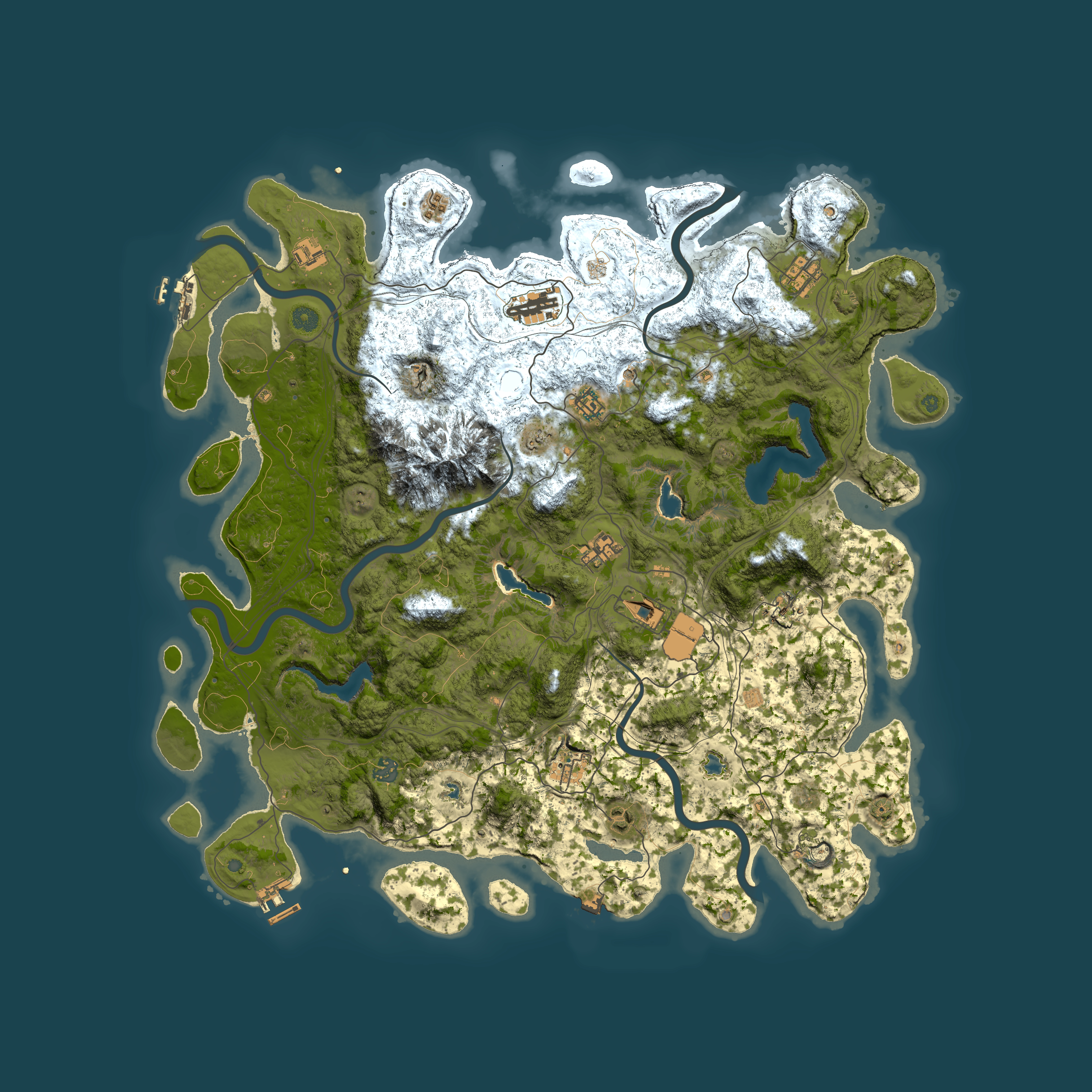 Full top-down render of Rust map seed 1130403009, 5000x5000m