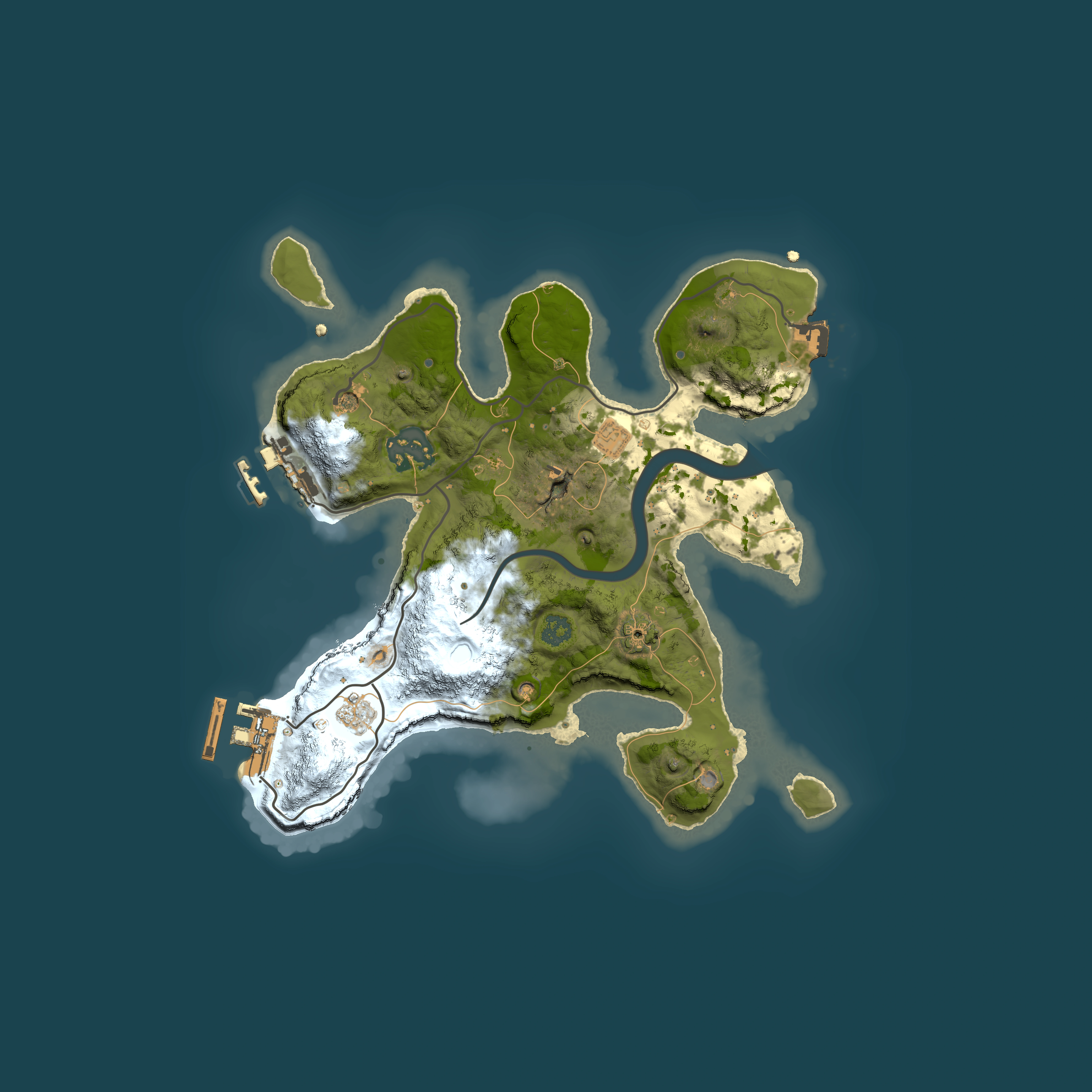 Full top-down render of Rust map seed 1485077875, 2500x2500m