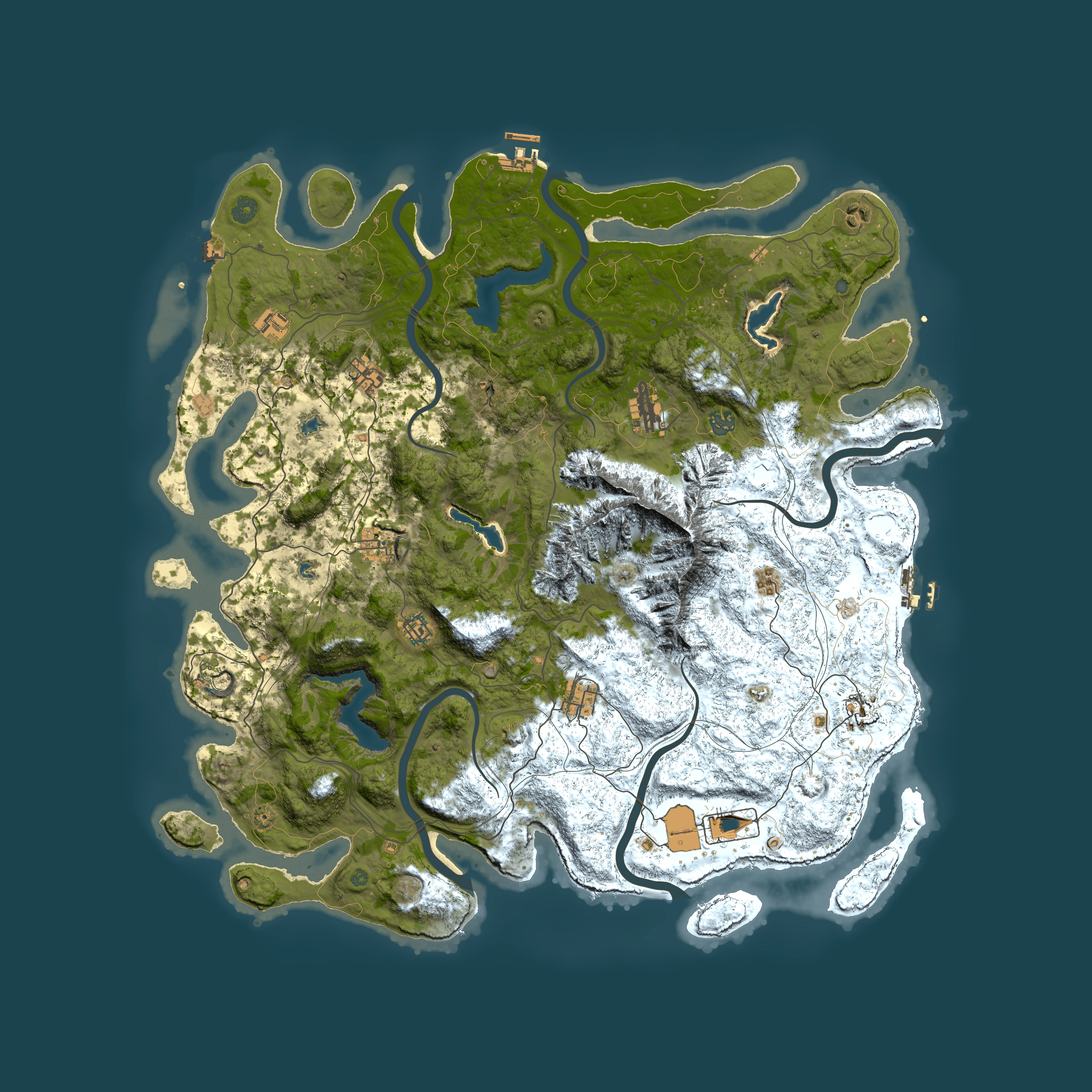 Full top-down render of Rust map seed 1337734668, 5000x5000m