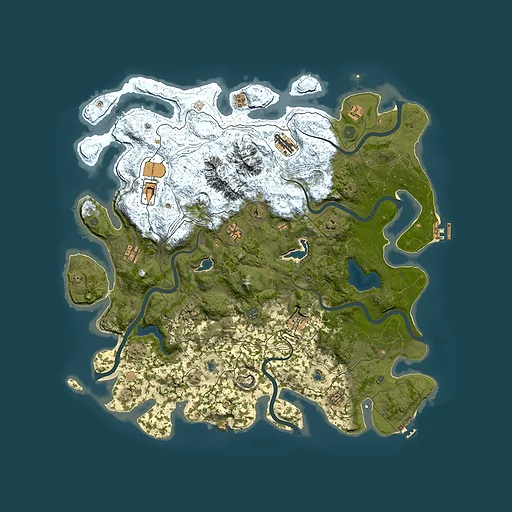 Rust map seed 1350395864, 5000x5000m top-down preview