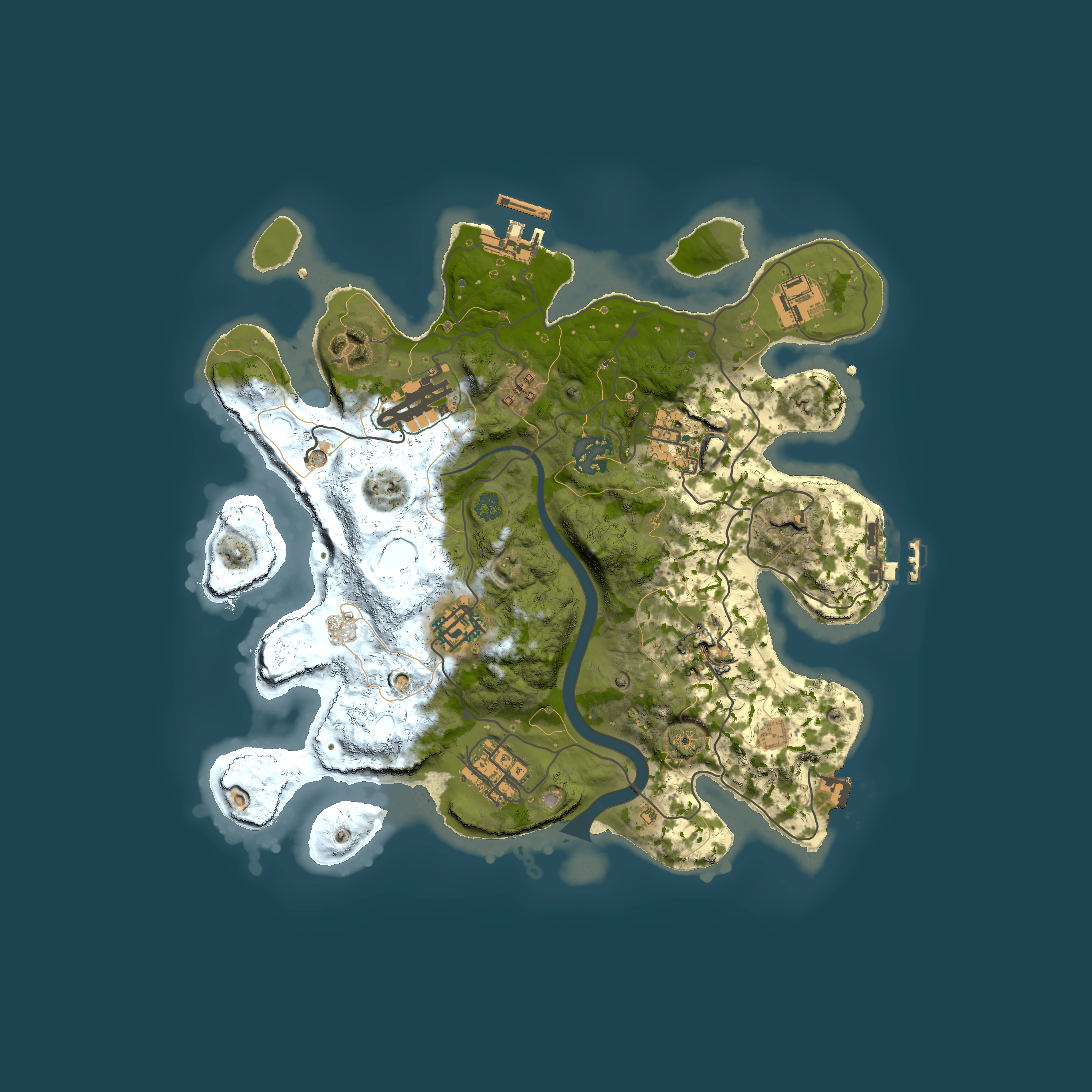 Full top-down render of Rust map seed 496132280, 3000x3000m