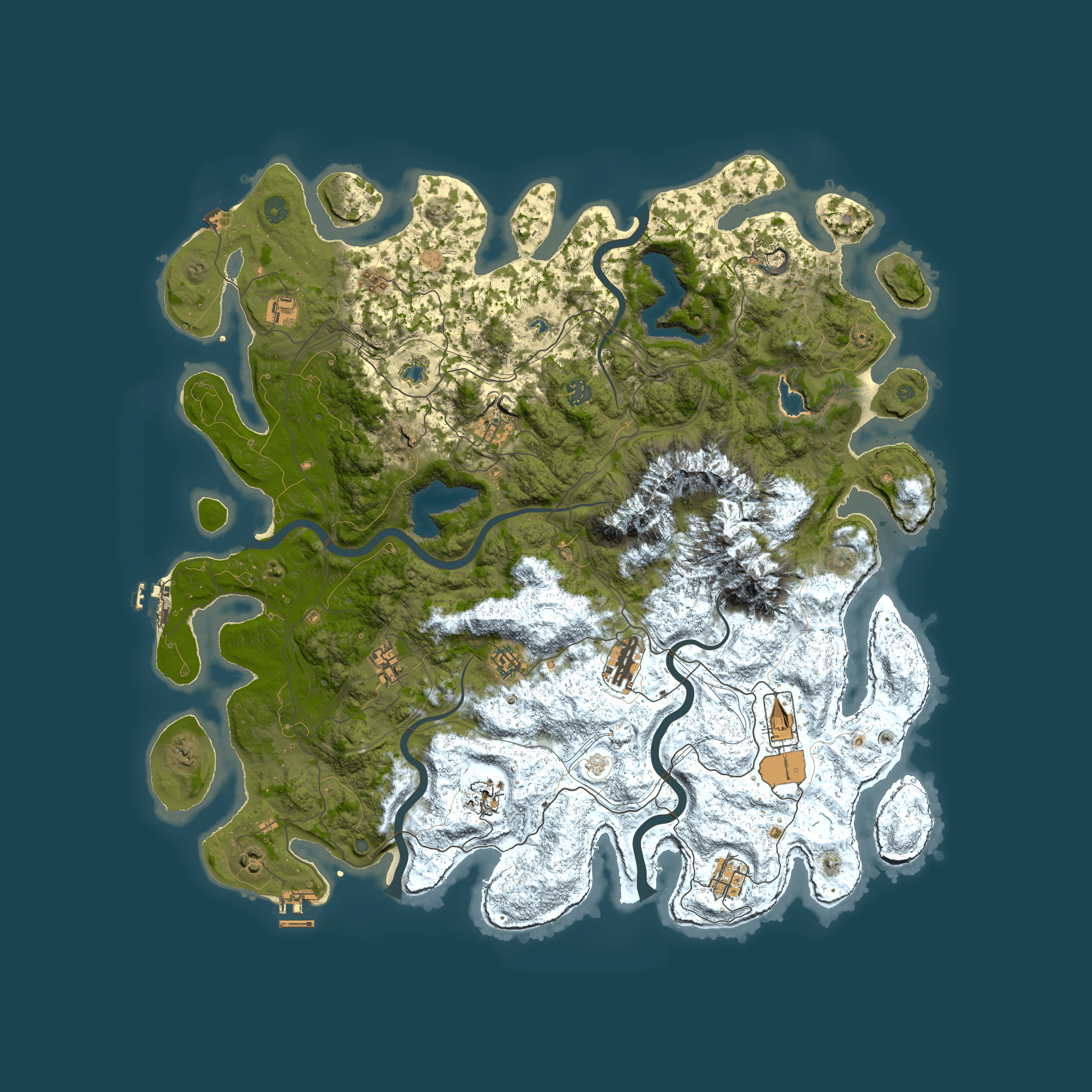 Full top-down render of Rust map seed 937989761, 5000x5000m