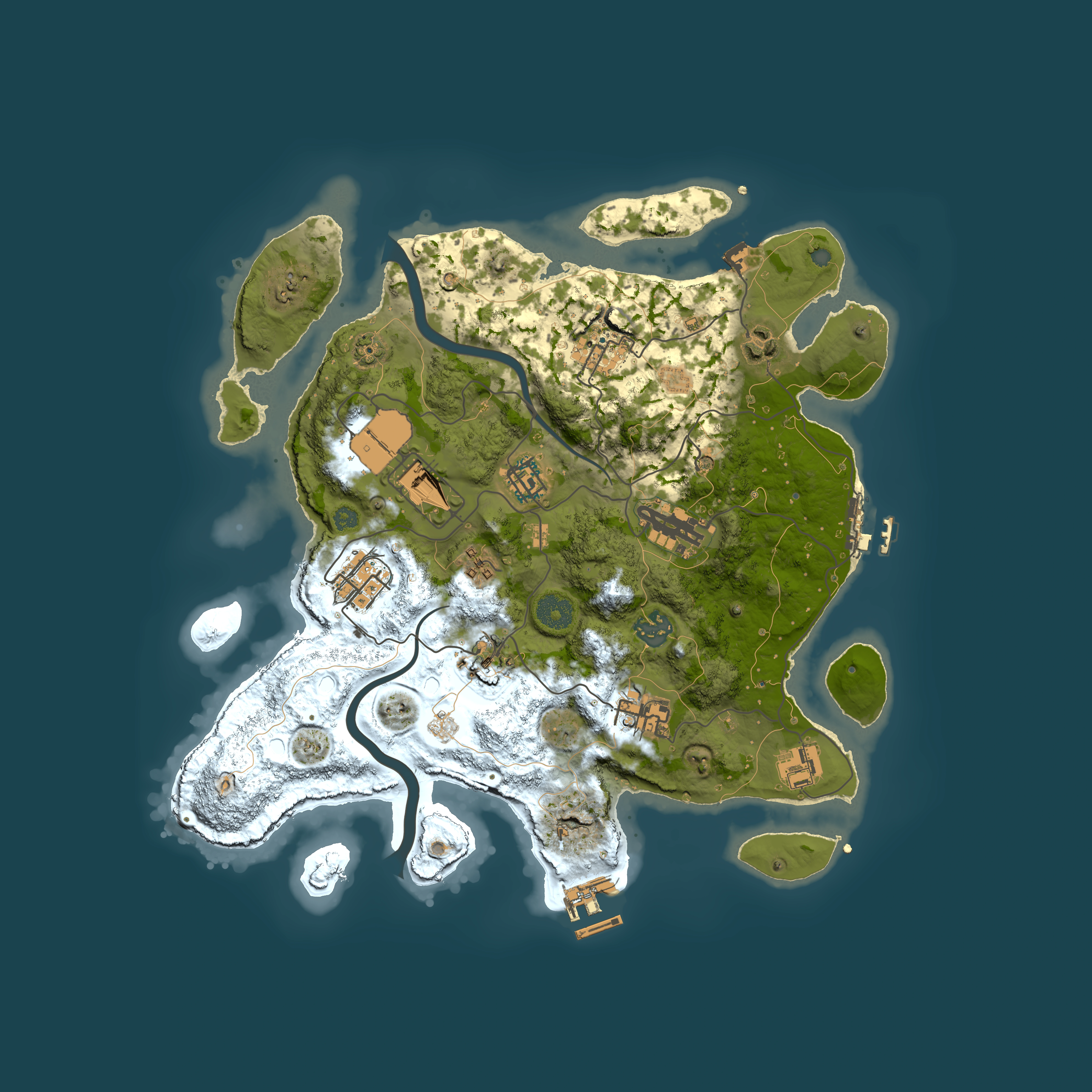 Full top-down render of Rust map seed 1548223781, 3500x3500m