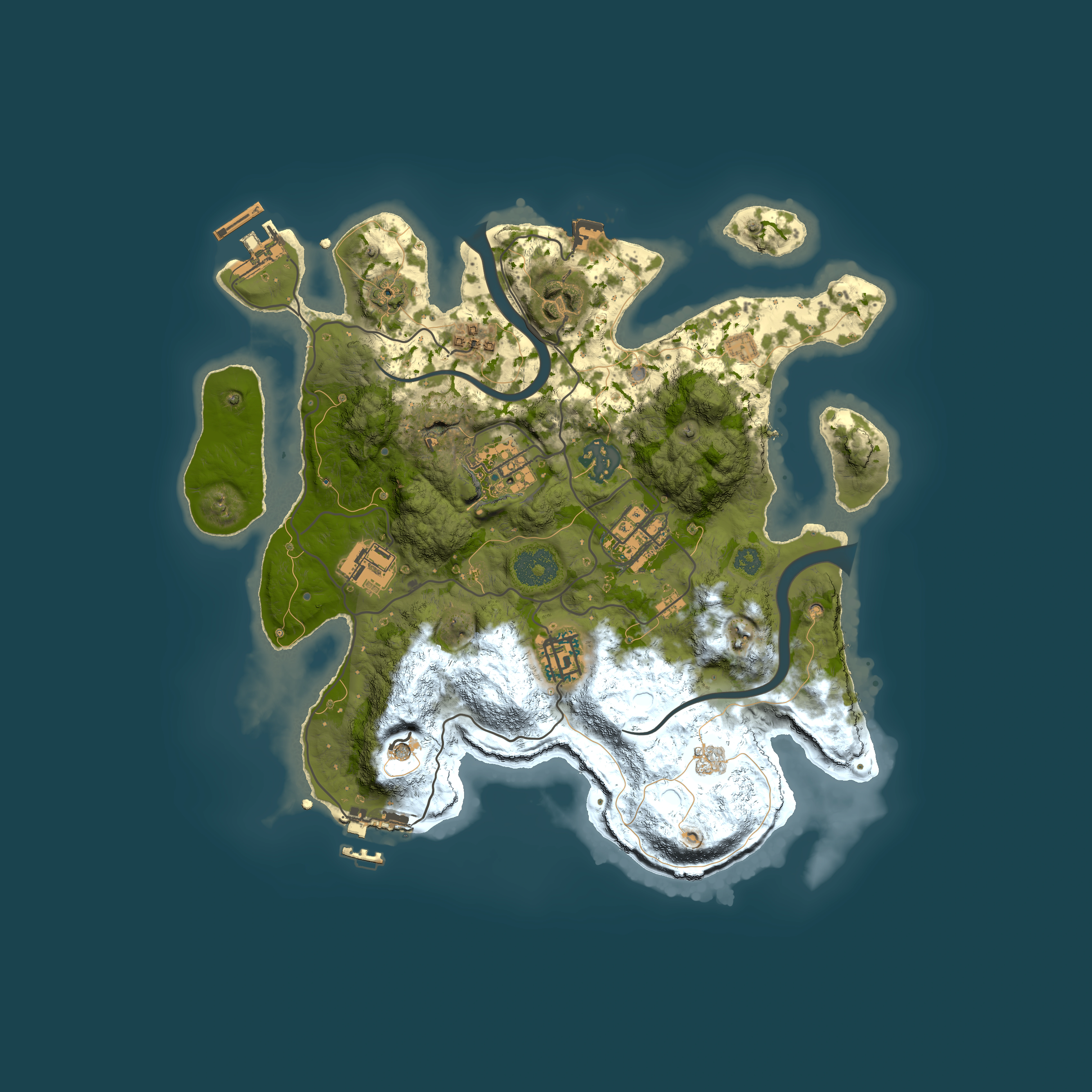 Full top-down render of Rust map seed 1572137980, 3000x3000m