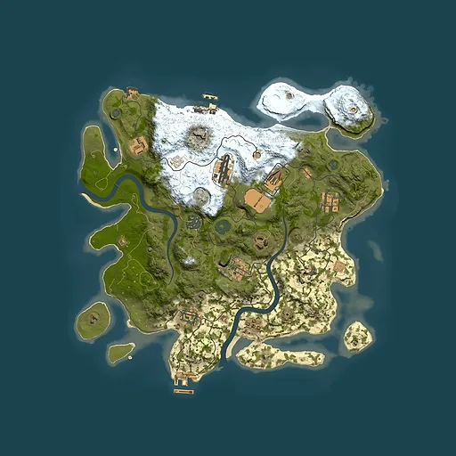 Rust map seed 1360696576, 3500x3500m top-down preview