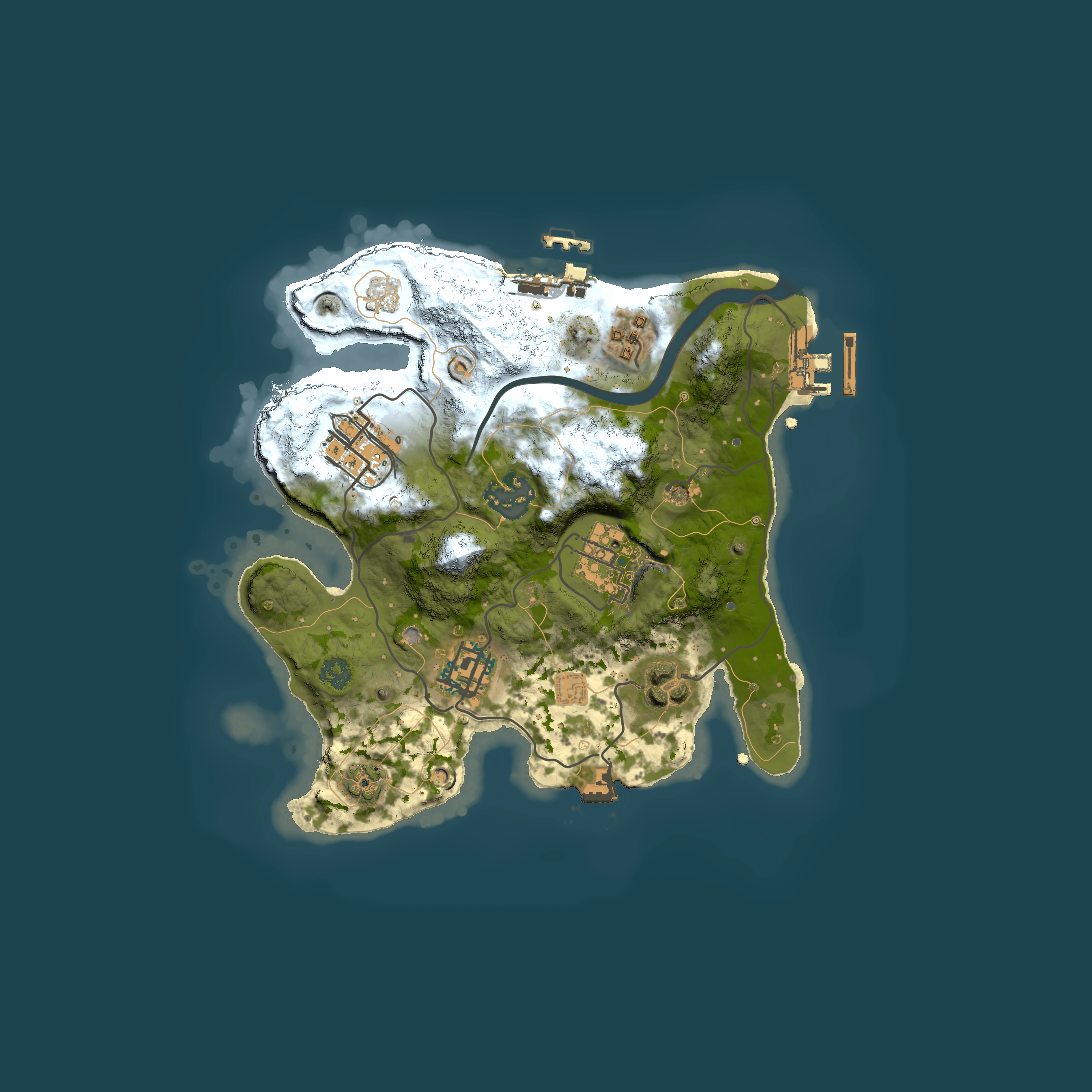Full top-down render of Rust map seed 1182207103, 2500x2500m
