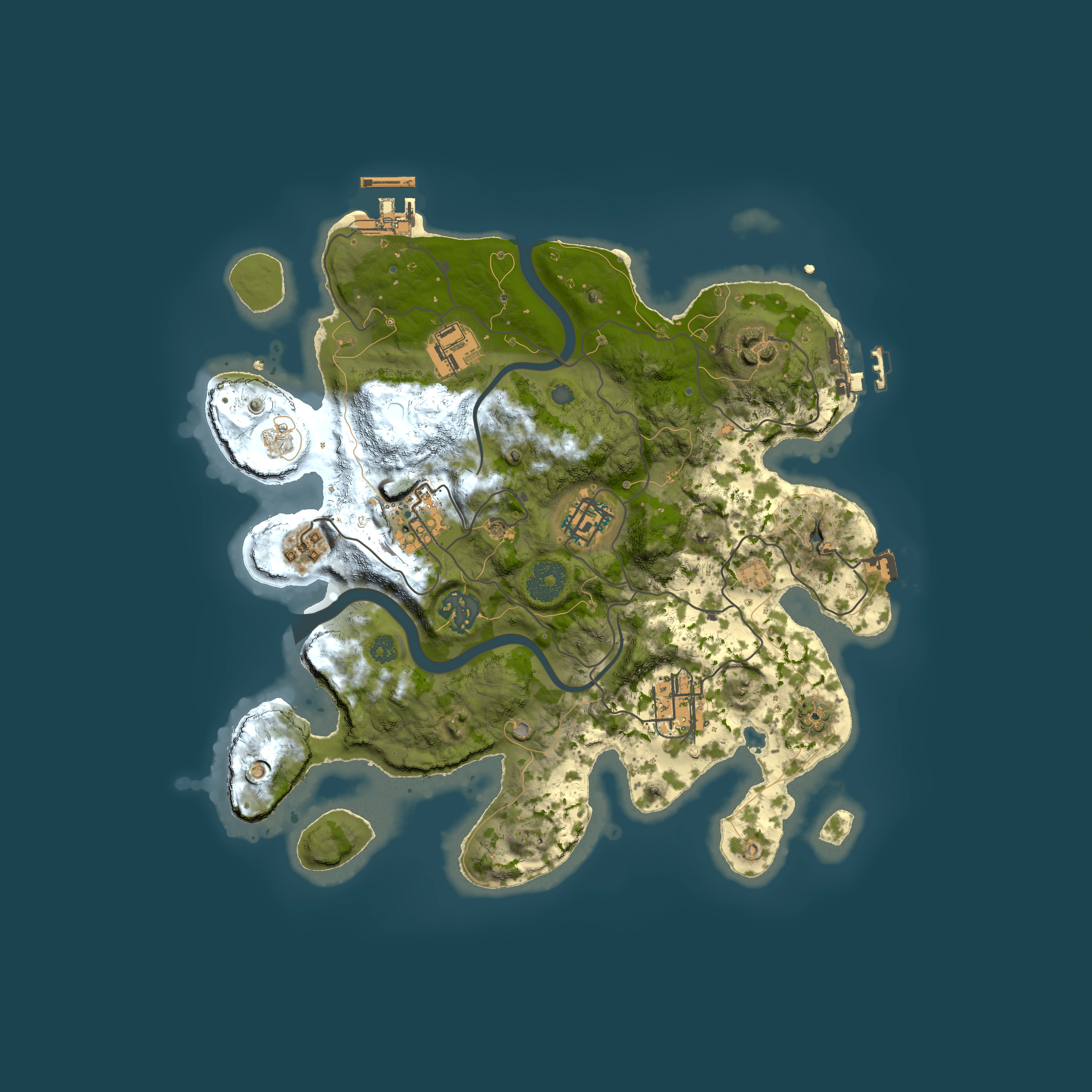 Full top-down render of Rust map seed 1676371606, 3000x3000m