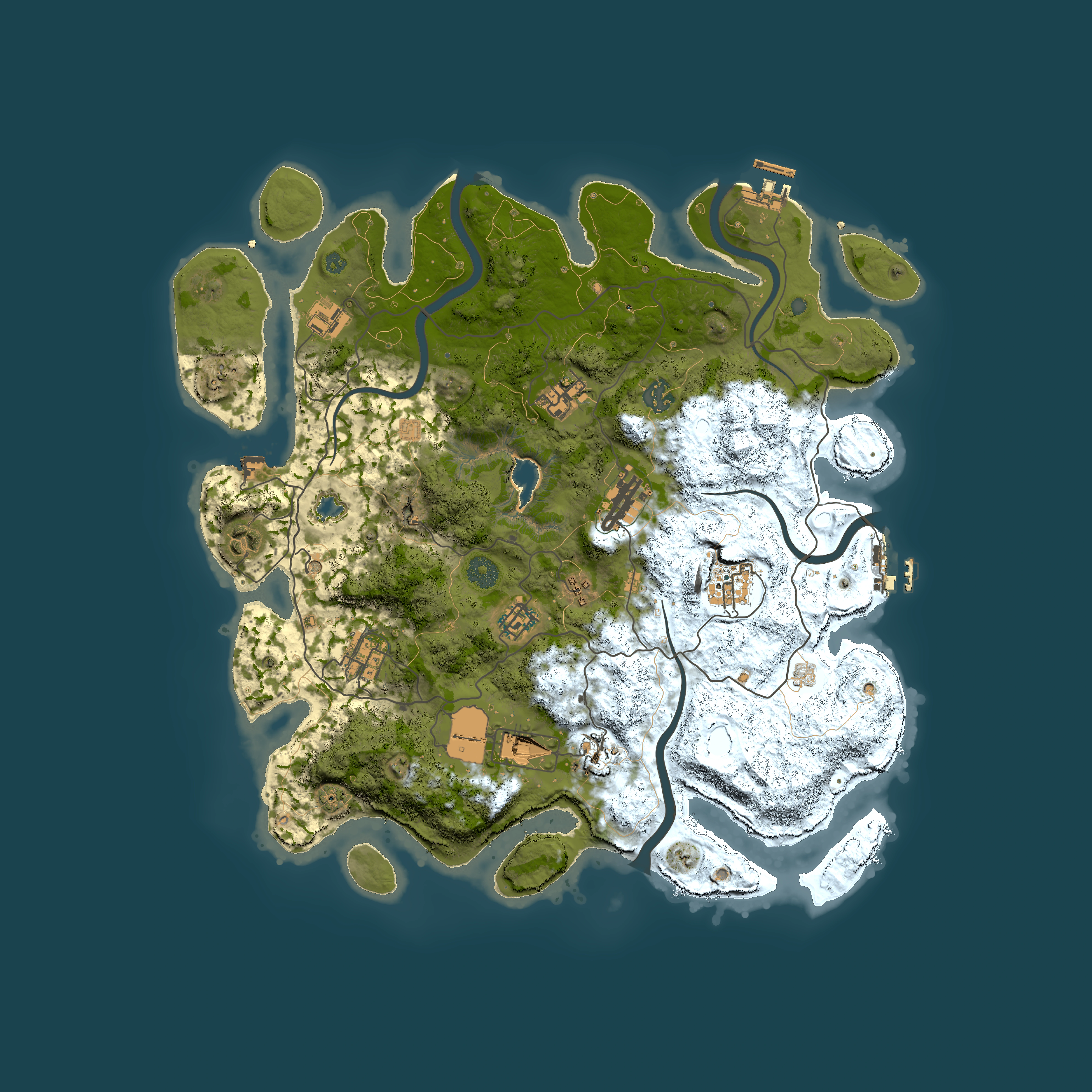 Full top-down render of Rust map seed 2057329521, 4000x4000m