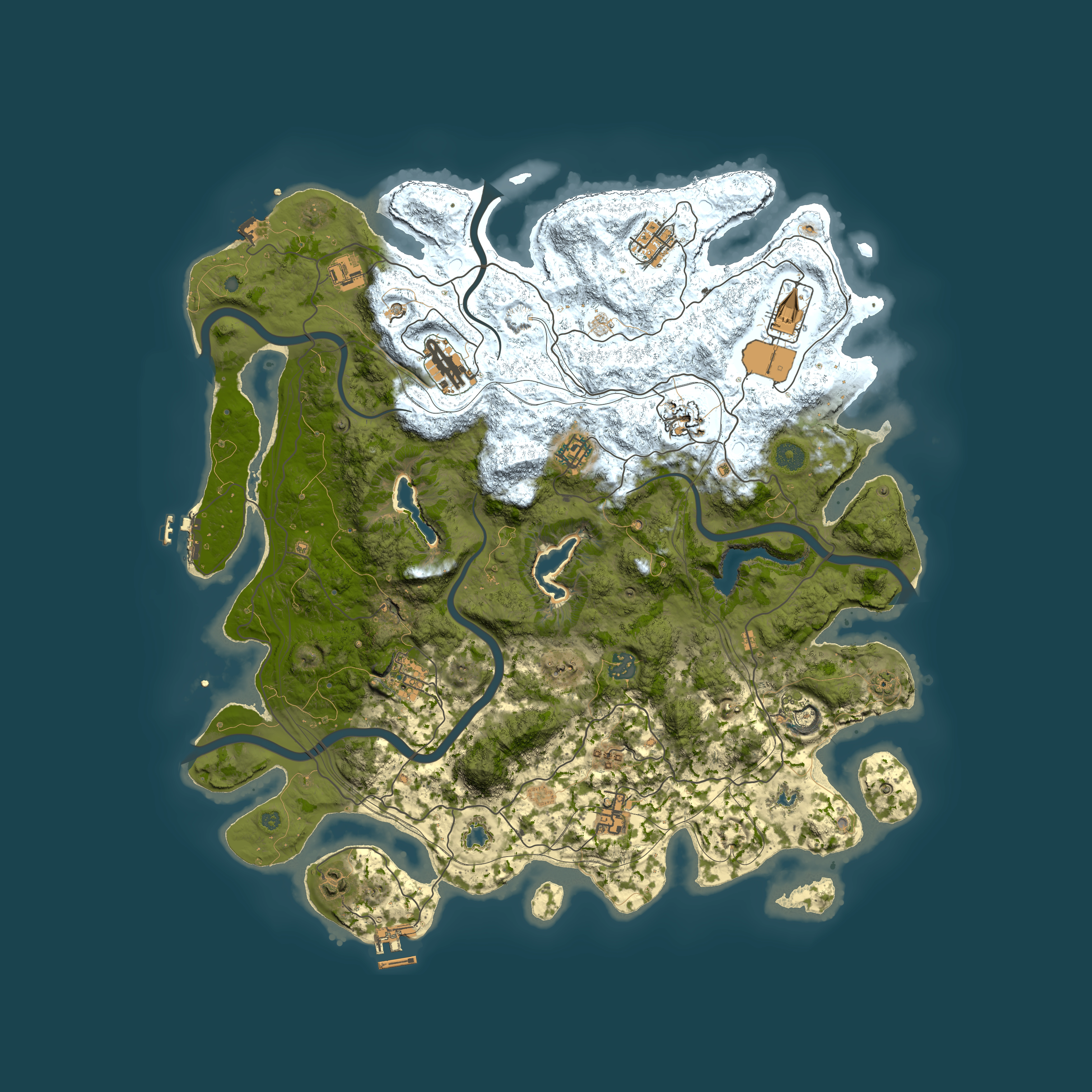 Full top-down render of Rust map seed 672120061, 4500x4500m