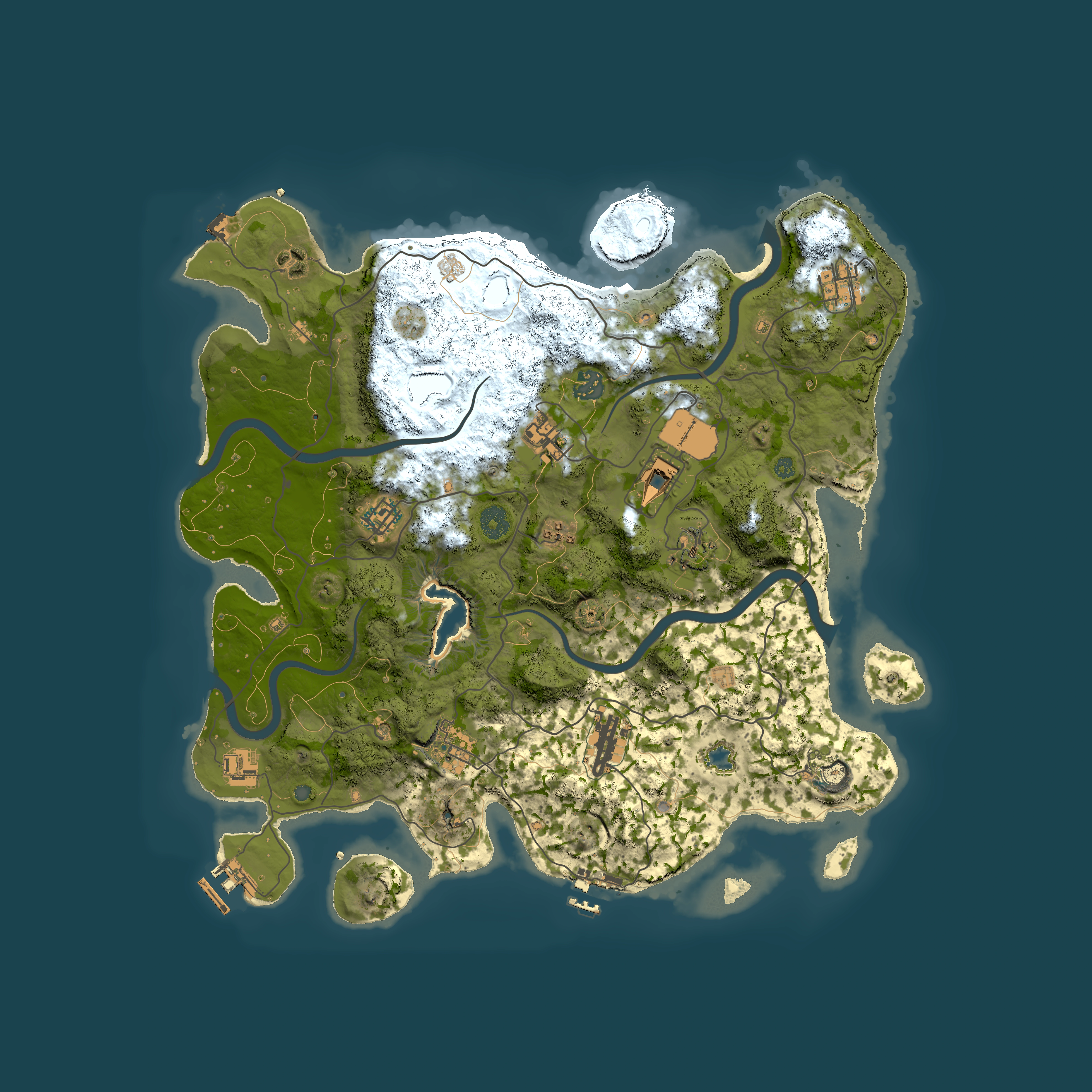 Full top-down render of Rust map seed 48680927, 4000x4000m