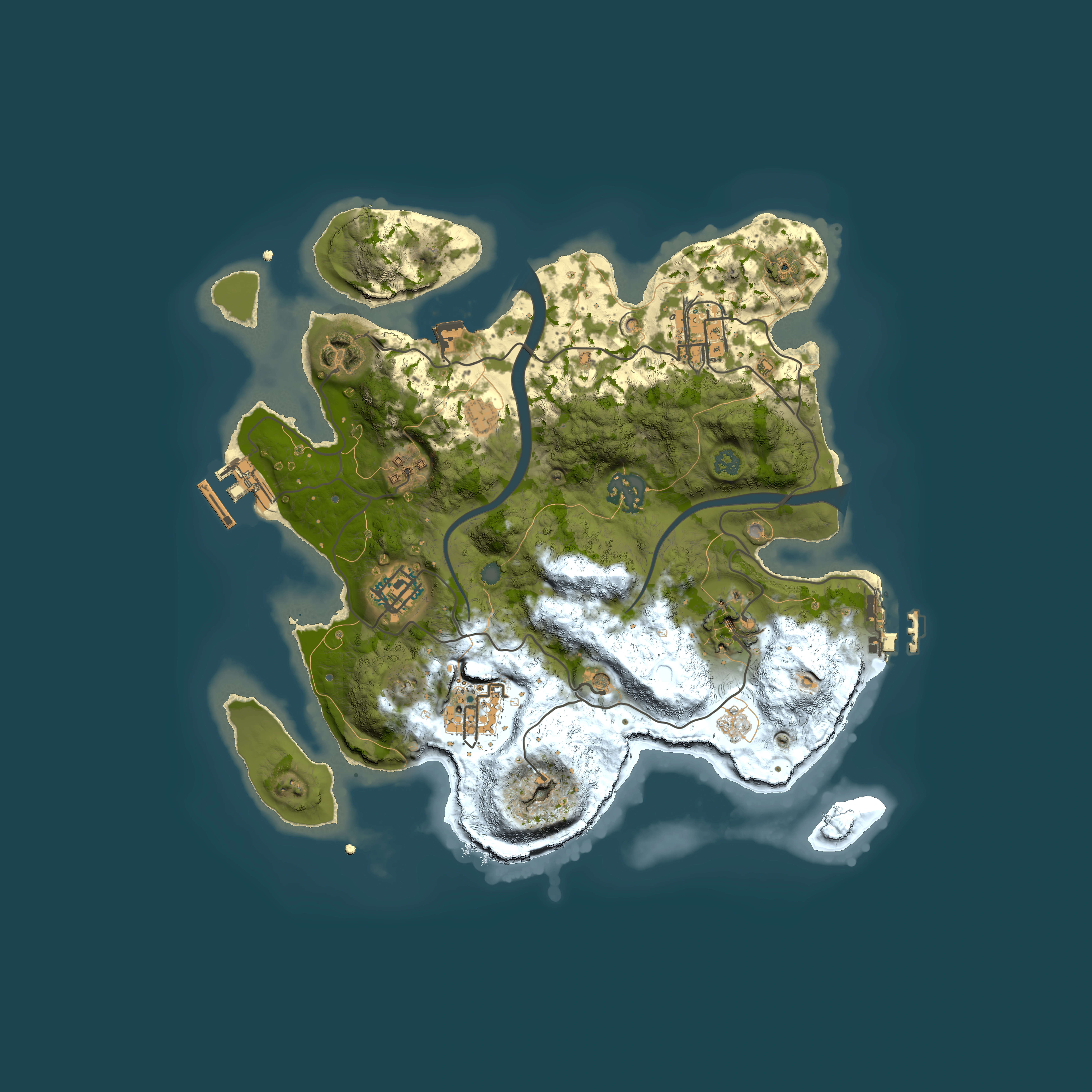 Full top-down render of Rust map seed 2029566672, 3000x3000m