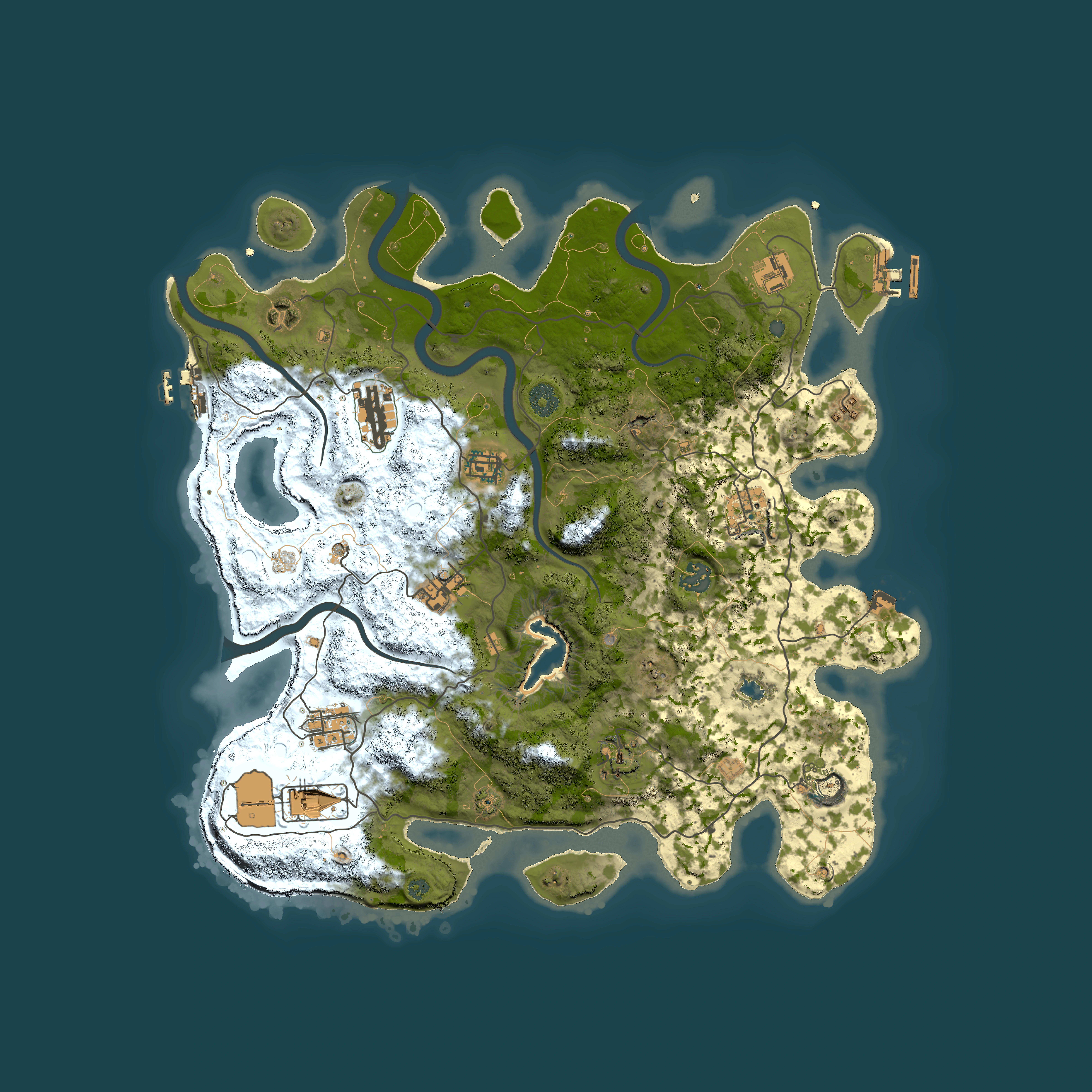 Full top-down render of Rust map seed 2087881140, 4000x4000m