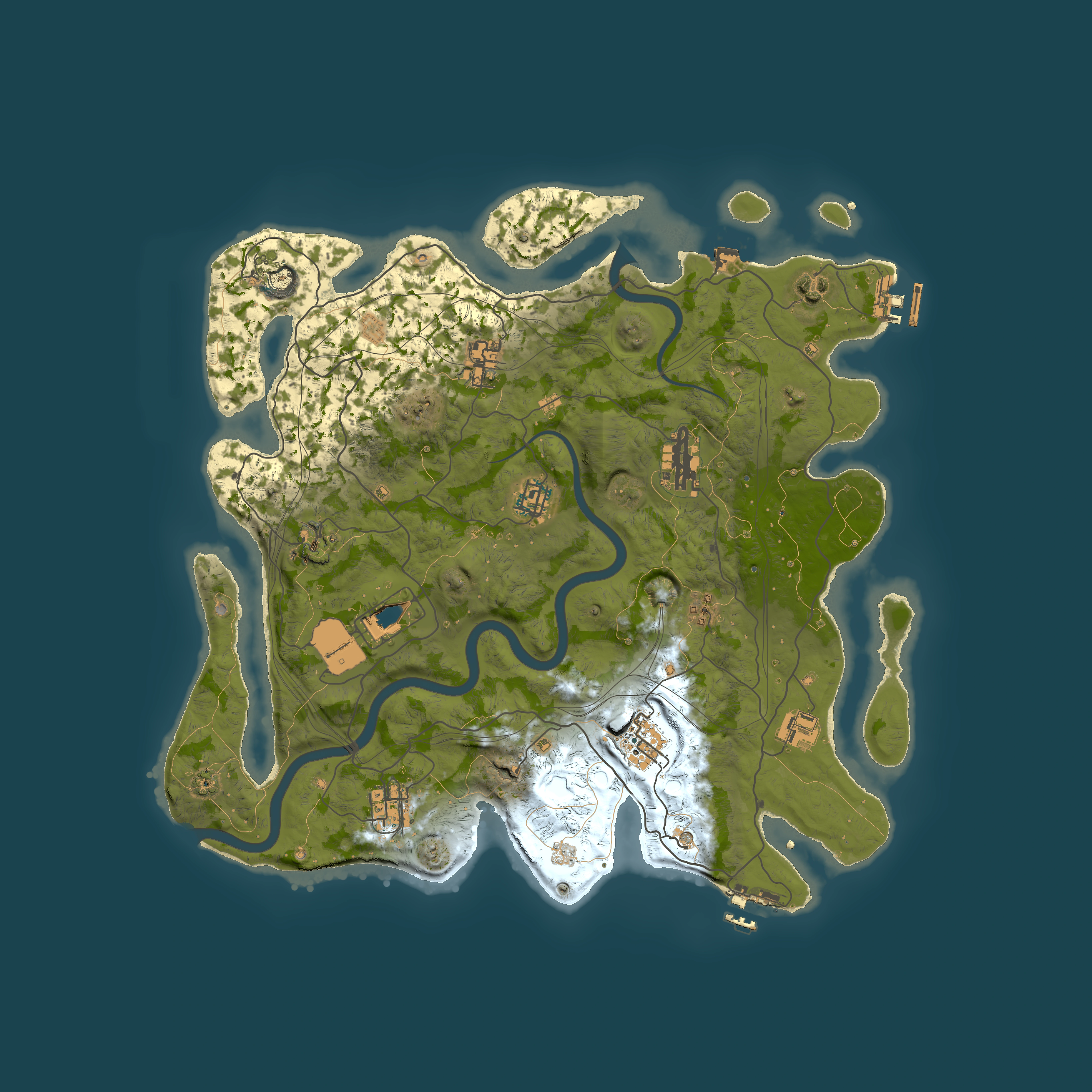 Full top-down render of Rust map seed 1337, 4000x4000m