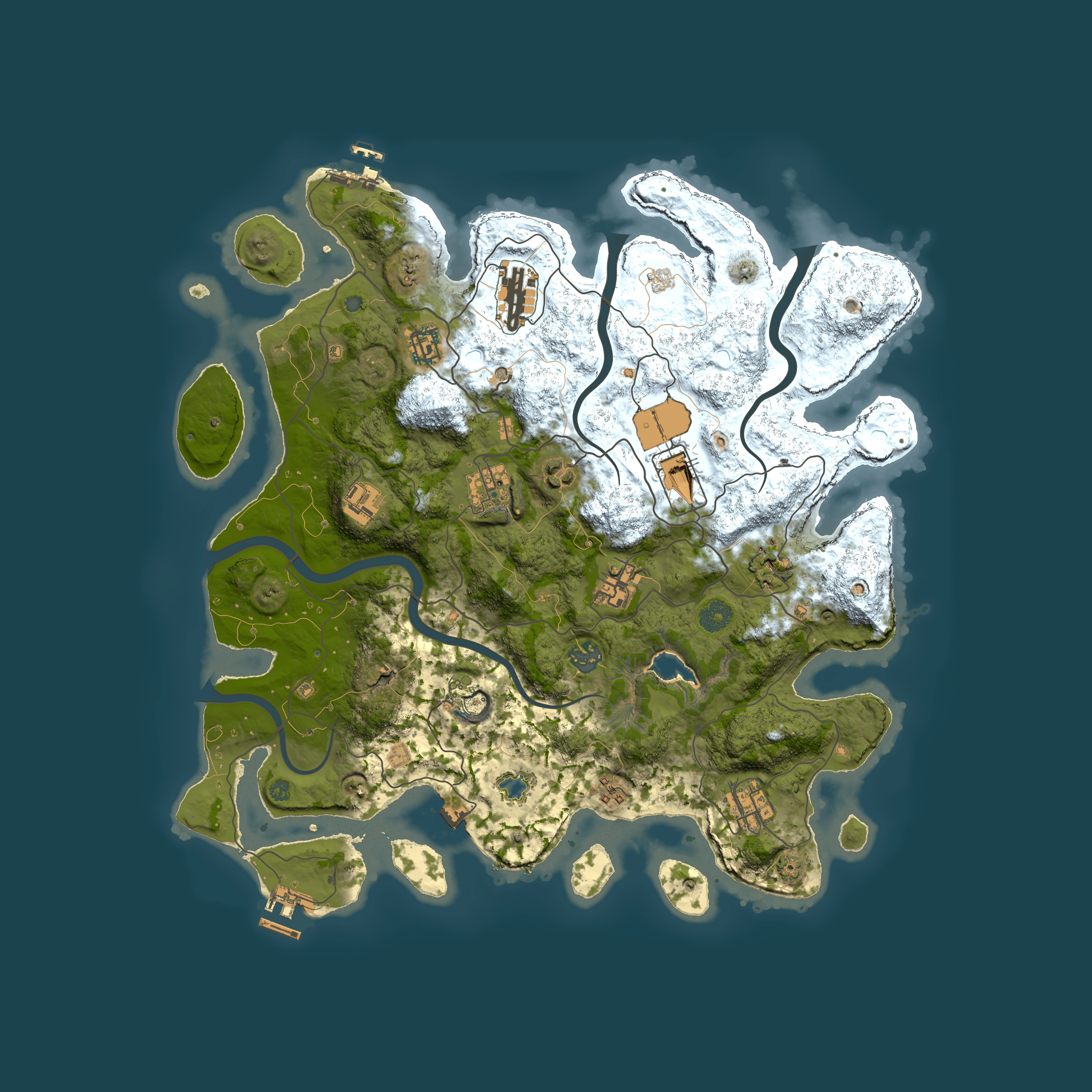 Full top-down render of Rust map seed 2087666391, 4000x4000m