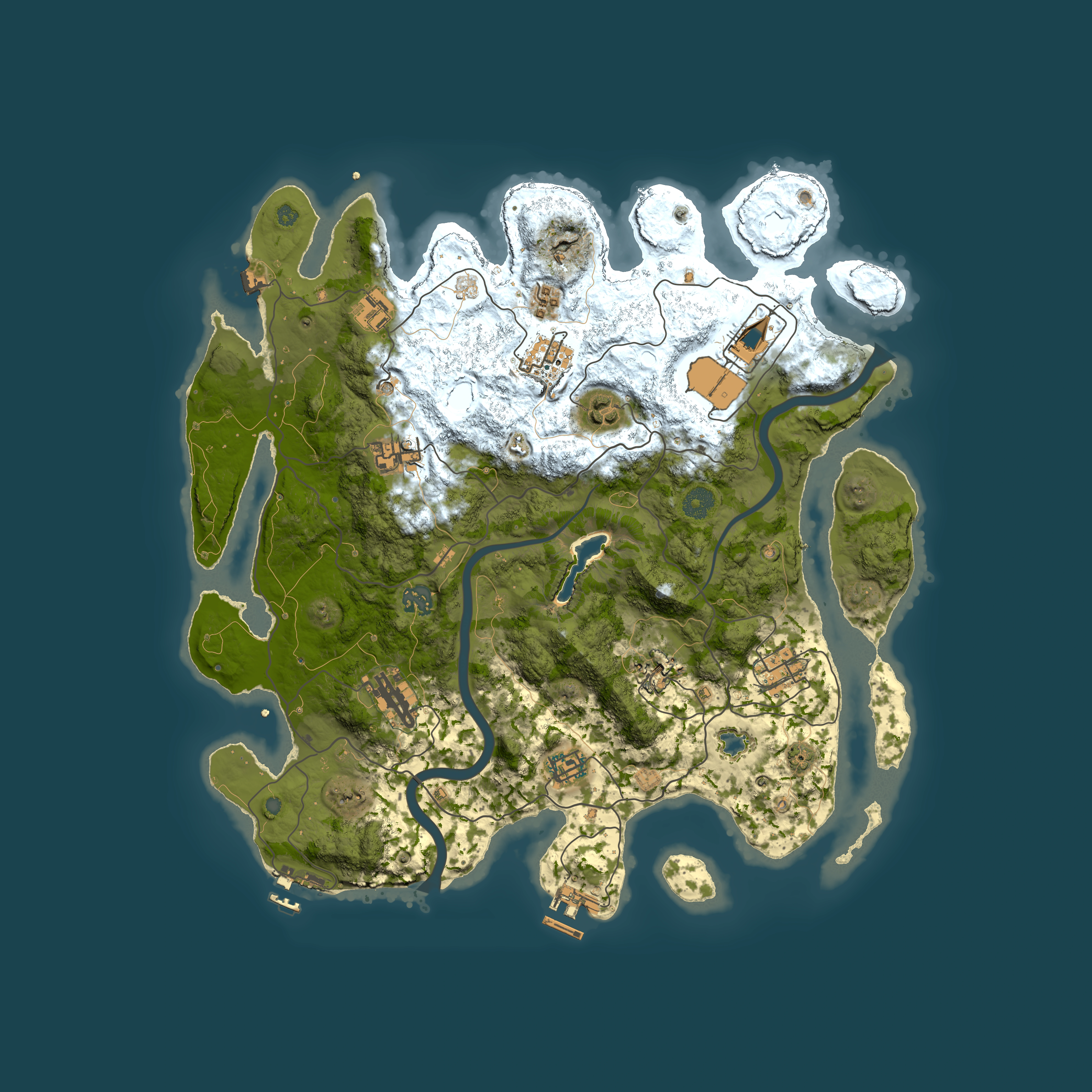 Full top-down render of Rust map seed 1662393602, 4000x4000m