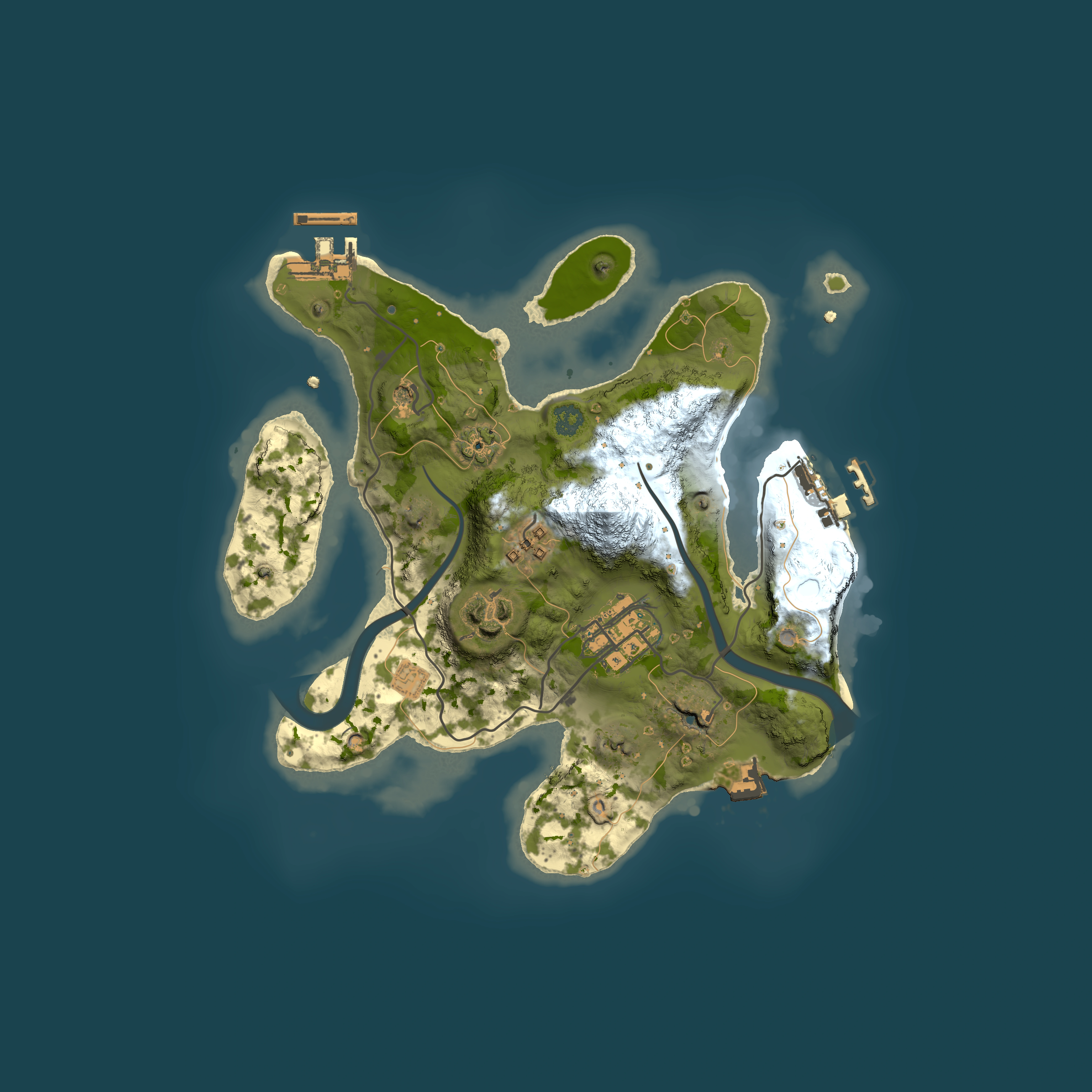 Full top-down render of Rust map seed 124344117, 2500x2500m