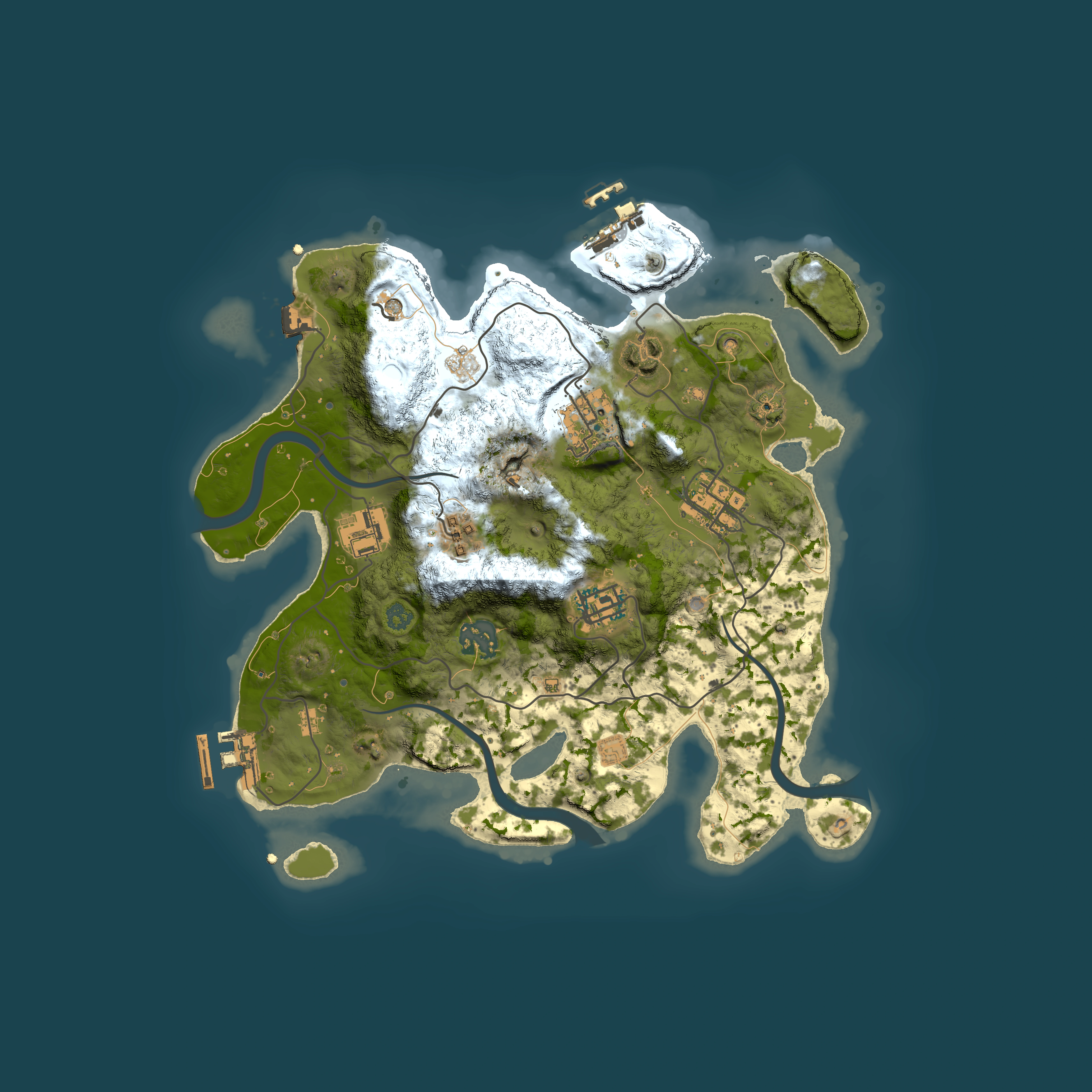 Full top-down render of Rust map seed 906443620, 3000x3000m