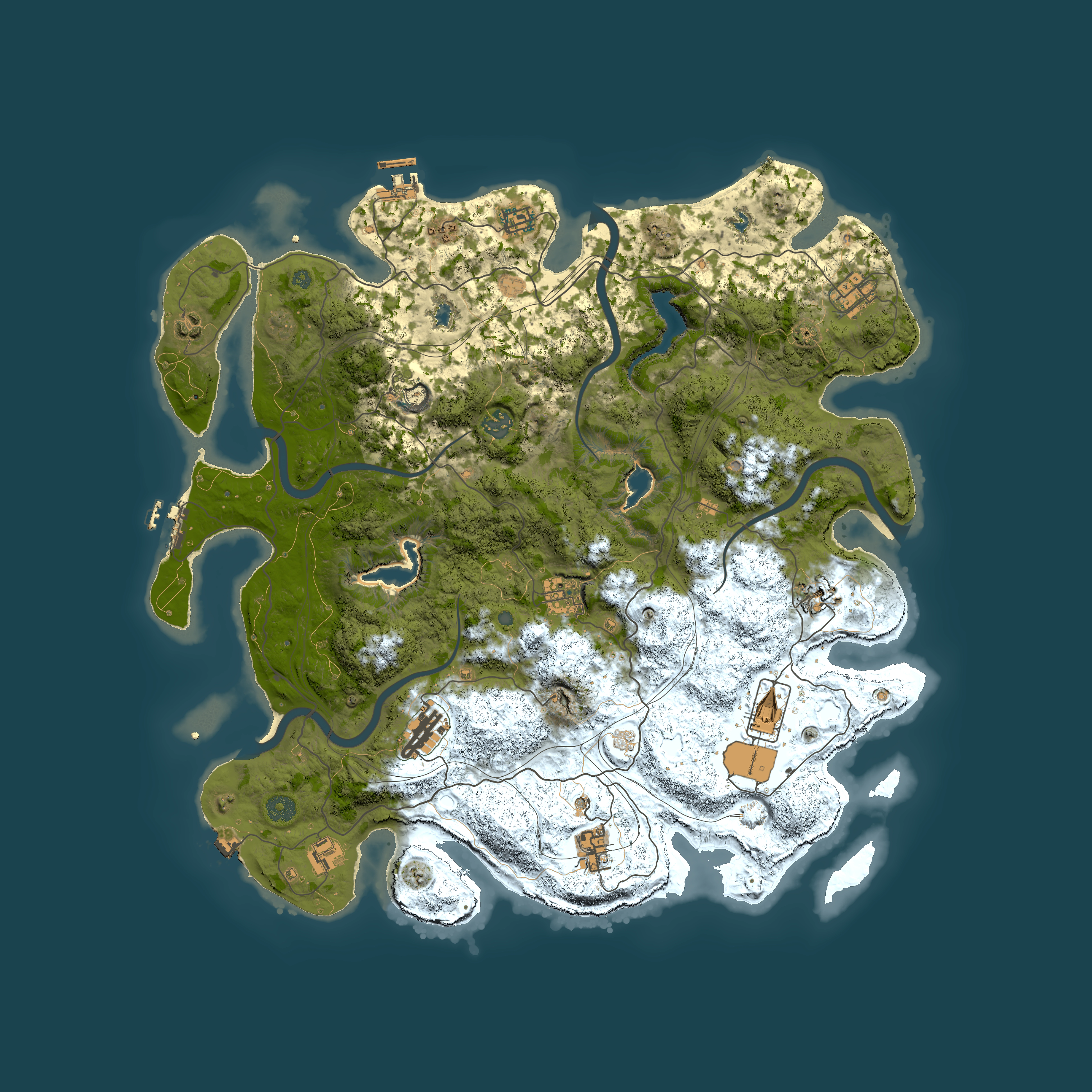 Full top-down render of Rust map seed 877293, 4500x4500m