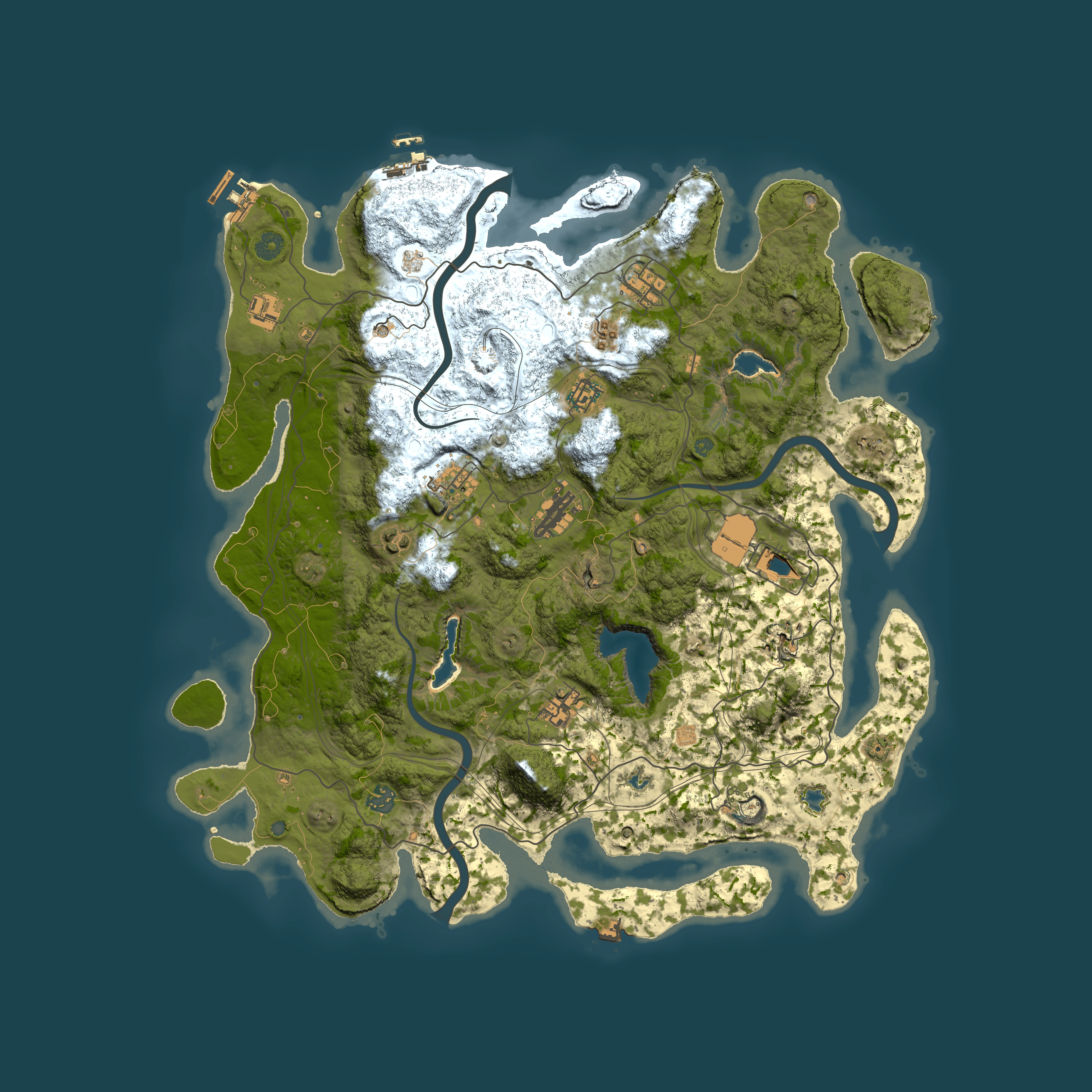 Full top-down render of Rust map seed 84432540, 4500x4500m