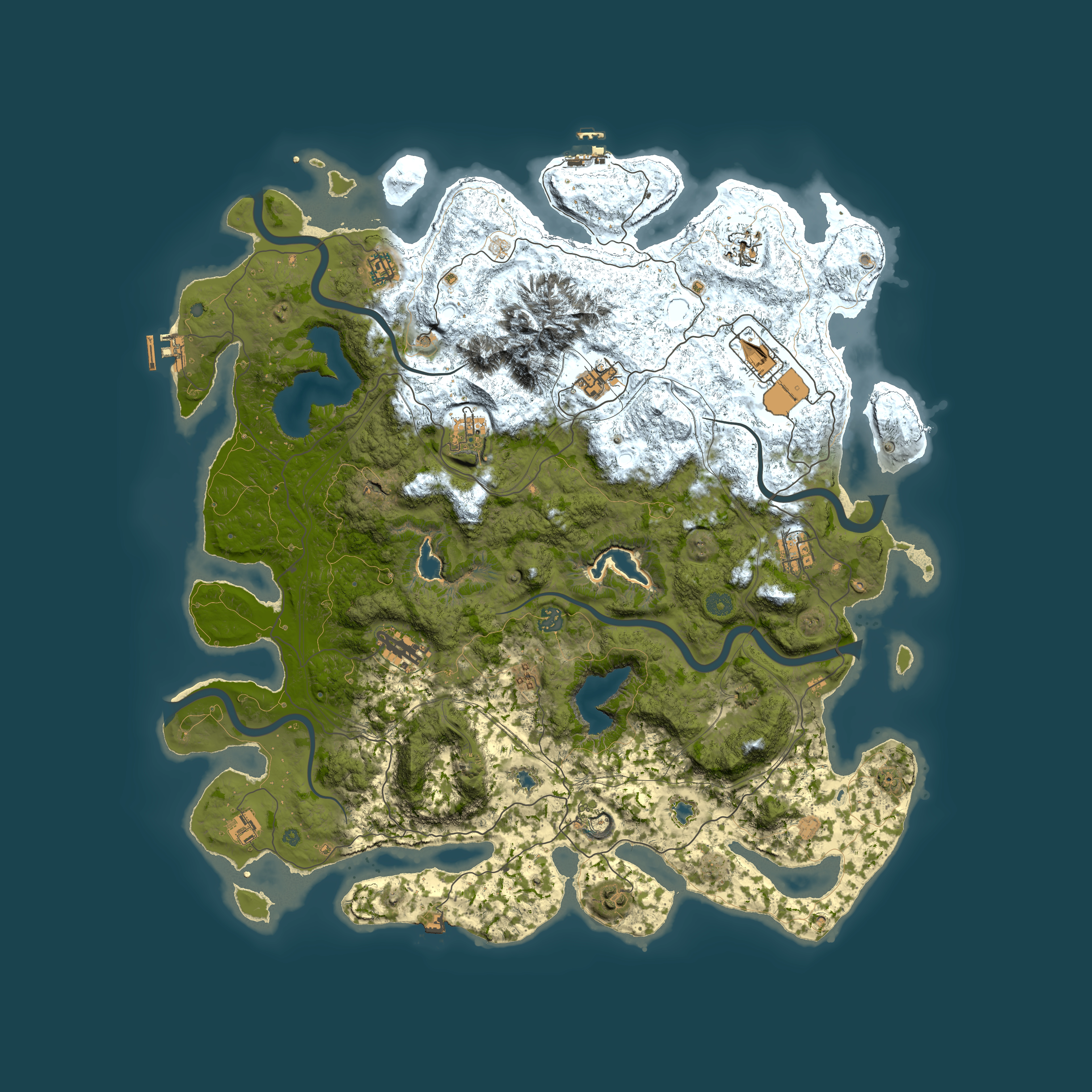 Full top-down render of Rust map seed 1074471547, 5000x5000m