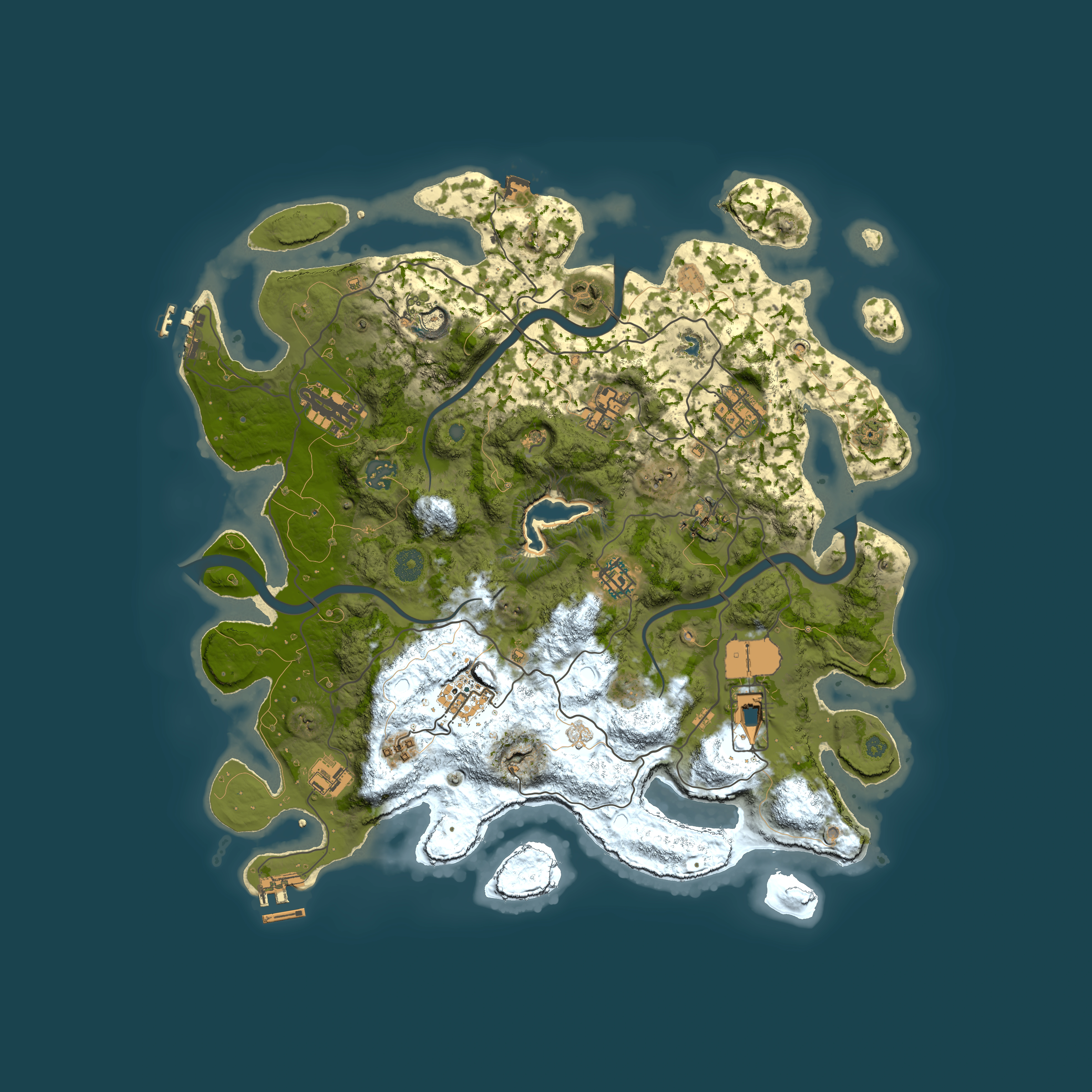 Full top-down render of Rust map seed 394927368, 4000x4000m