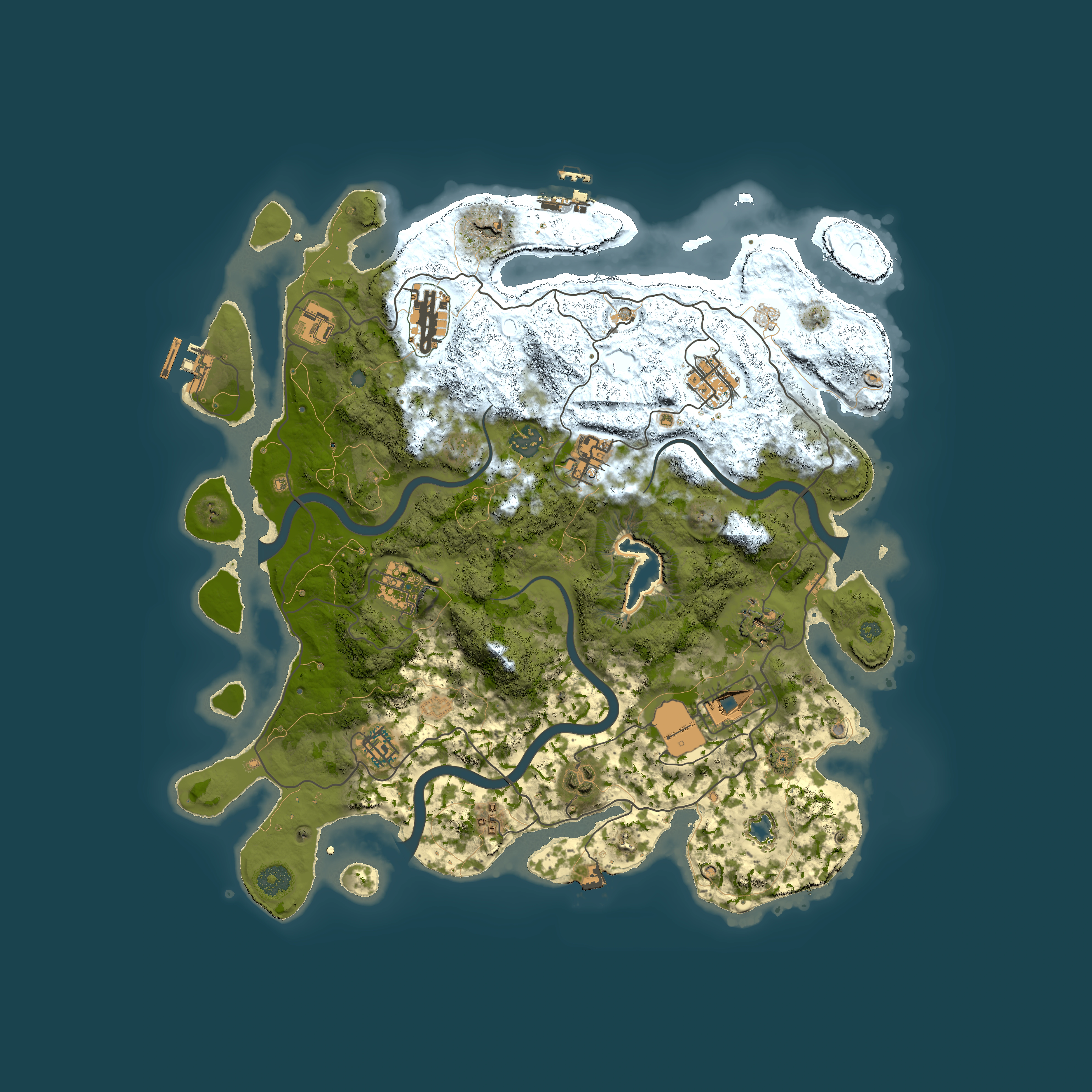 Full top-down render of Rust map seed 360354828, 4000x4000m