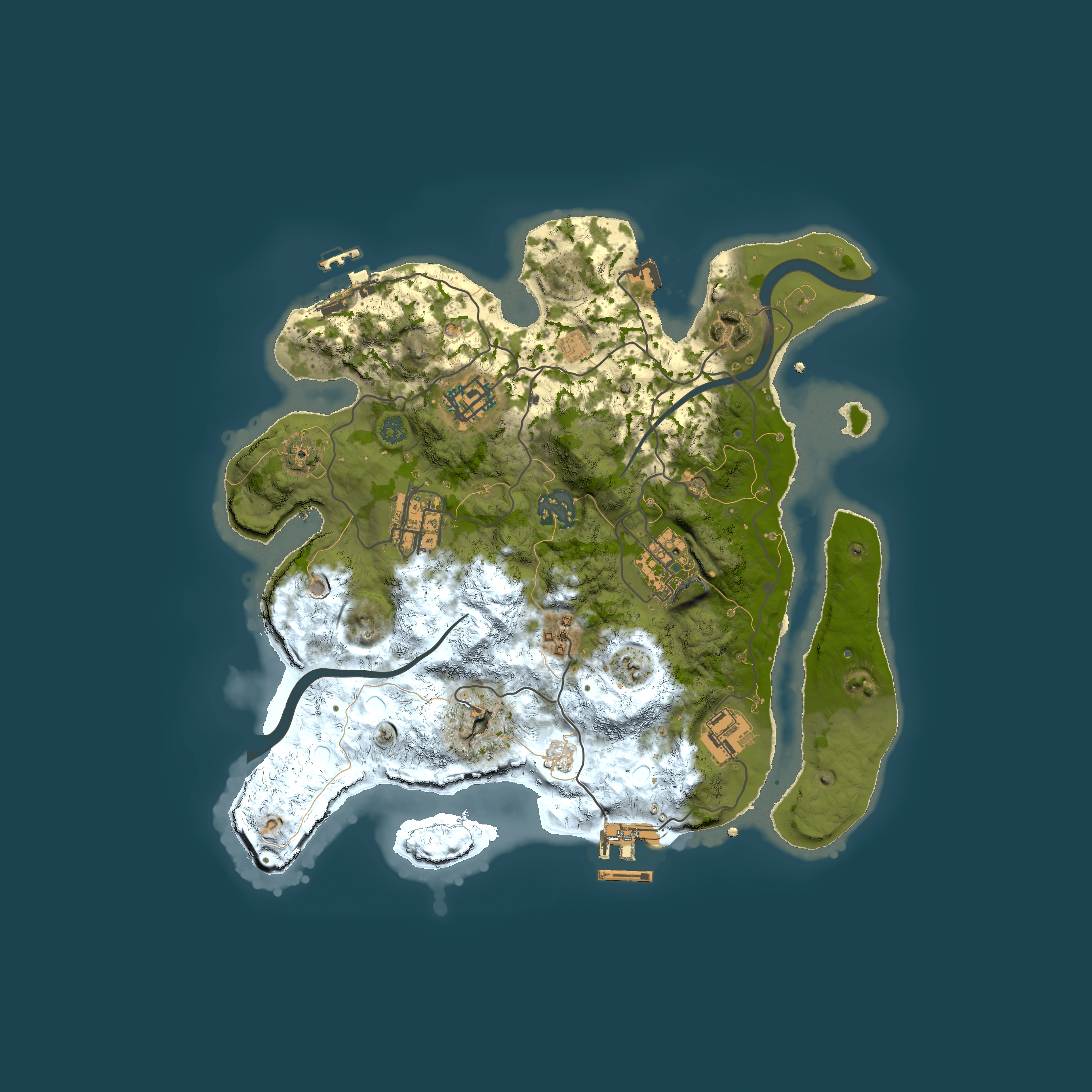 Full top-down render of Rust map seed 1468945352, 3000x3000m