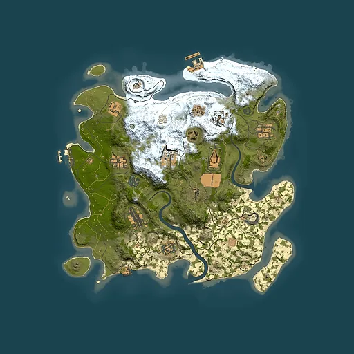 Rust map seed 1558070461, 3500x3500m top-down preview
