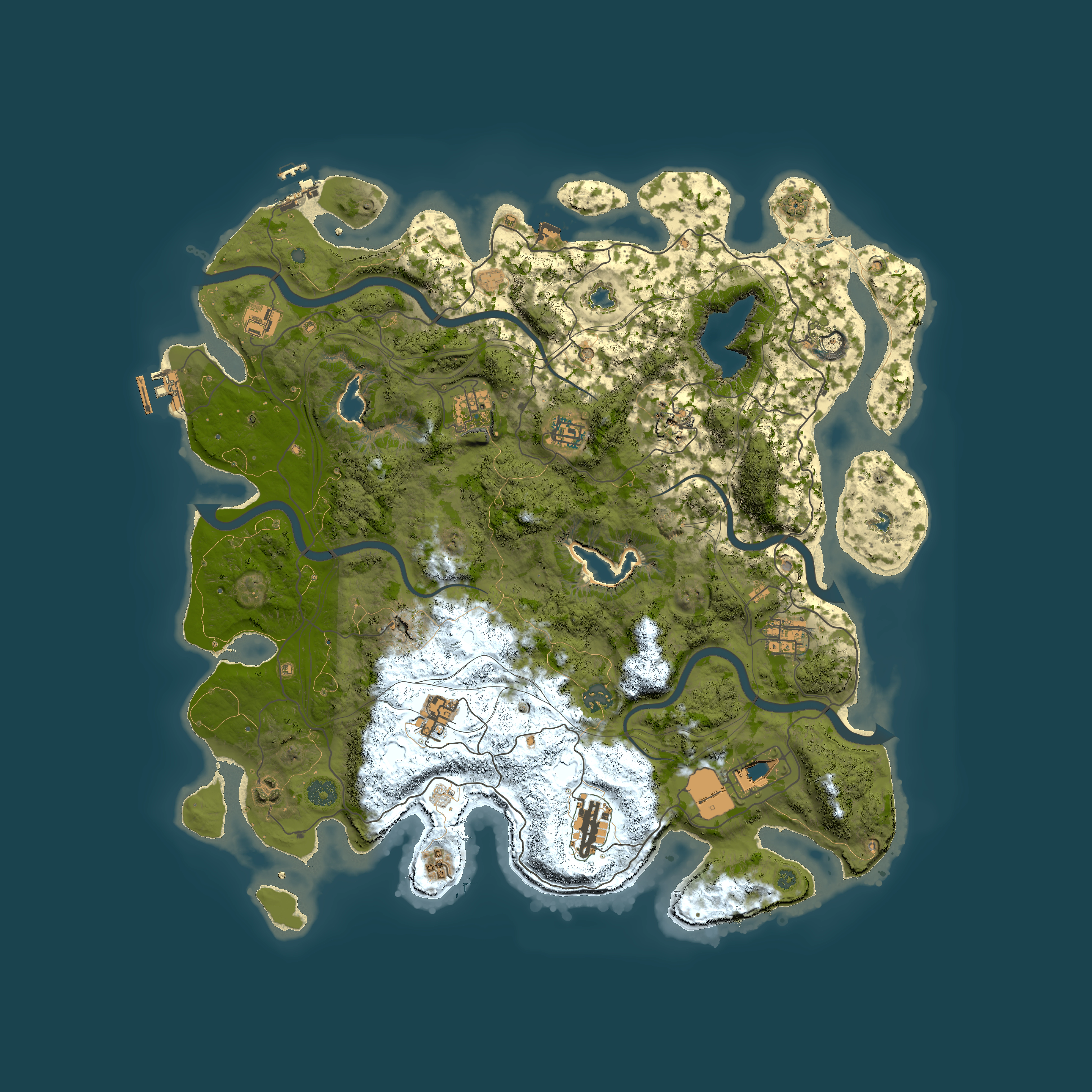 Full top-down render of Rust map seed 1190519864, 4500x4500m