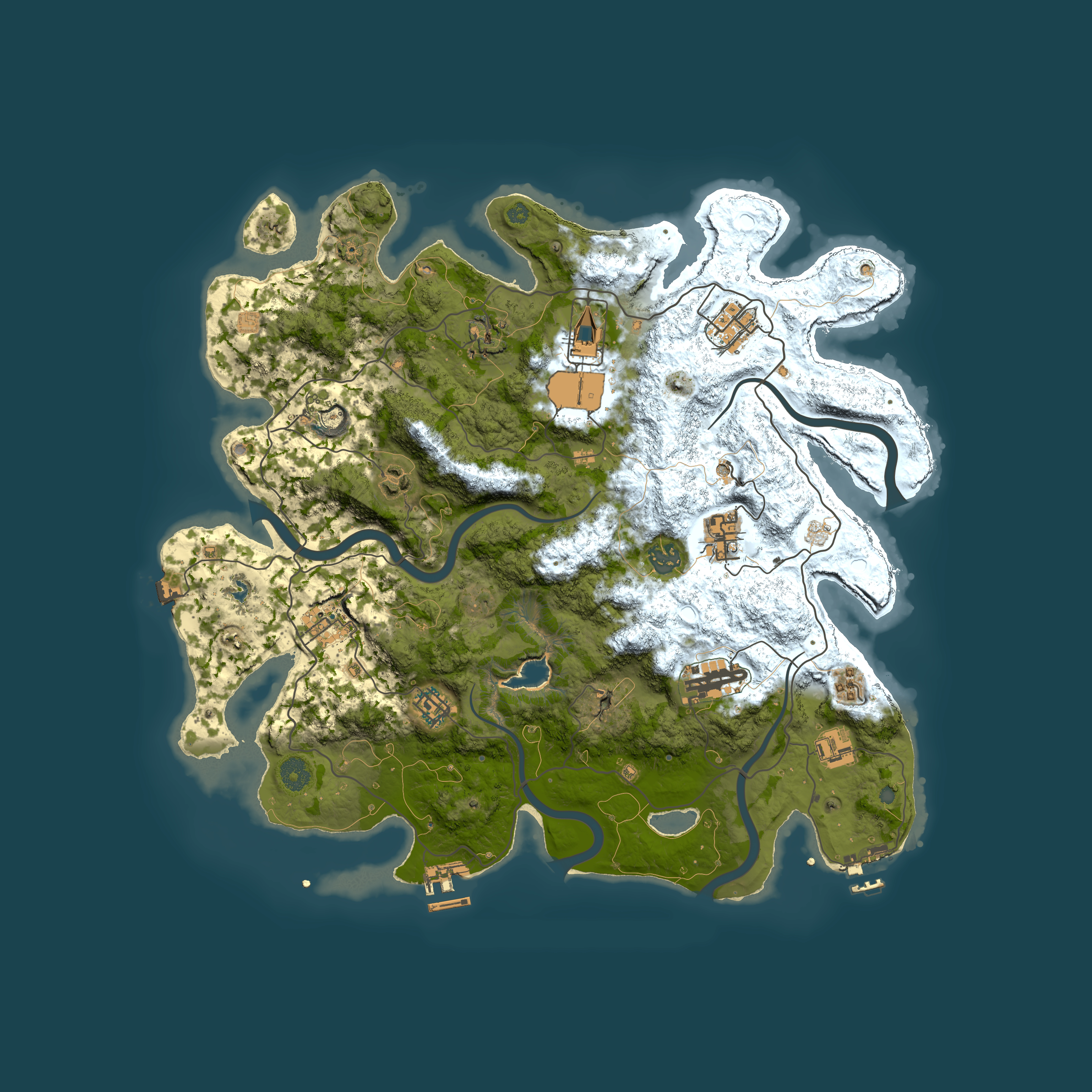 Full top-down render of Rust map seed 1412960132, 4000x4000m