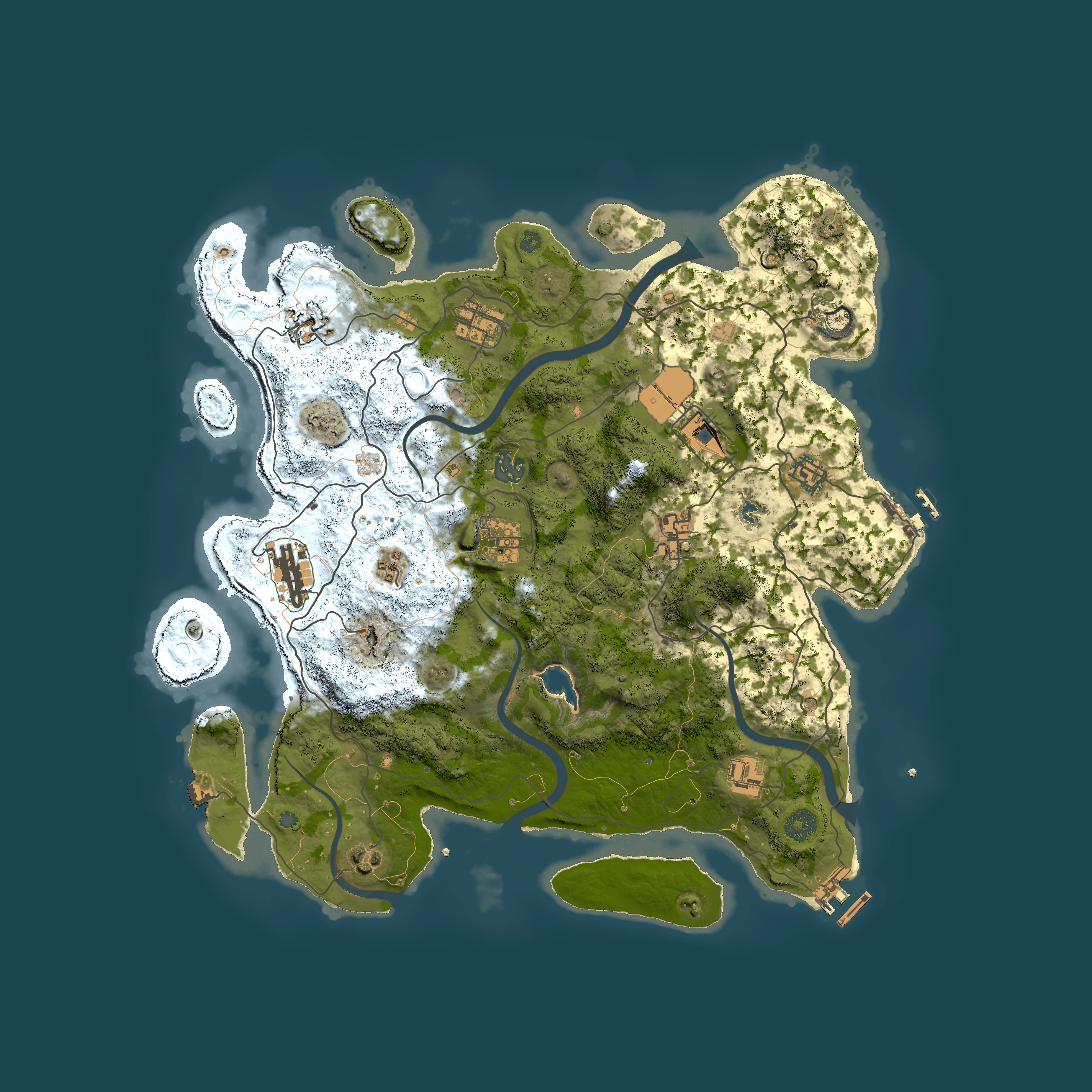 Full top-down render of Rust map seed 1576672860, 4000x4000m