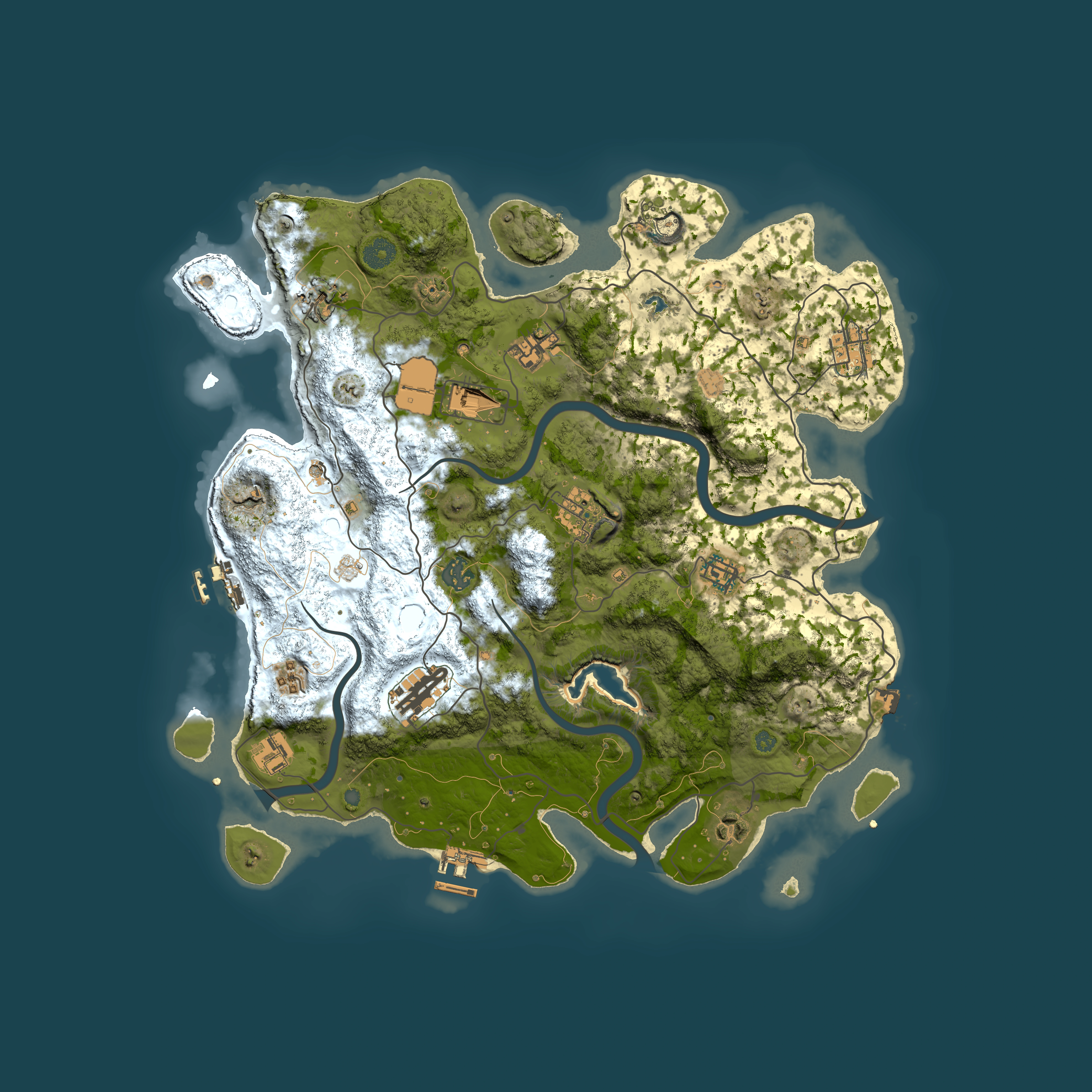 Full top-down render of Rust map seed 1912364093, 4000x4000m