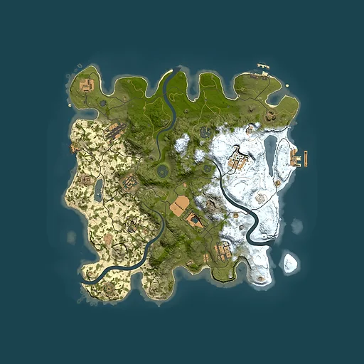 Rust map seed 107184658, 3500x3500m top-down preview