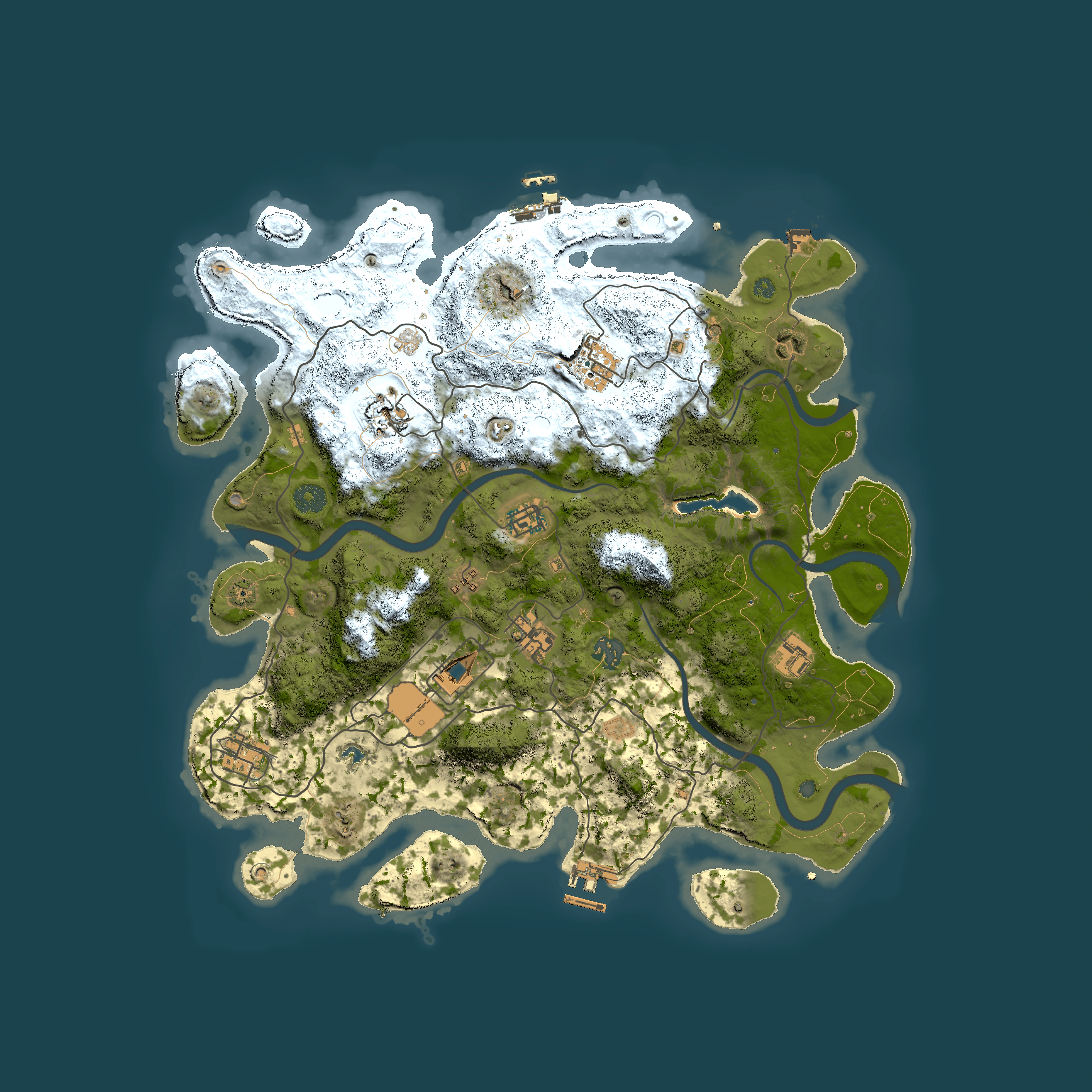 Full top-down render of Rust map seed 142582118, 4000x4000m